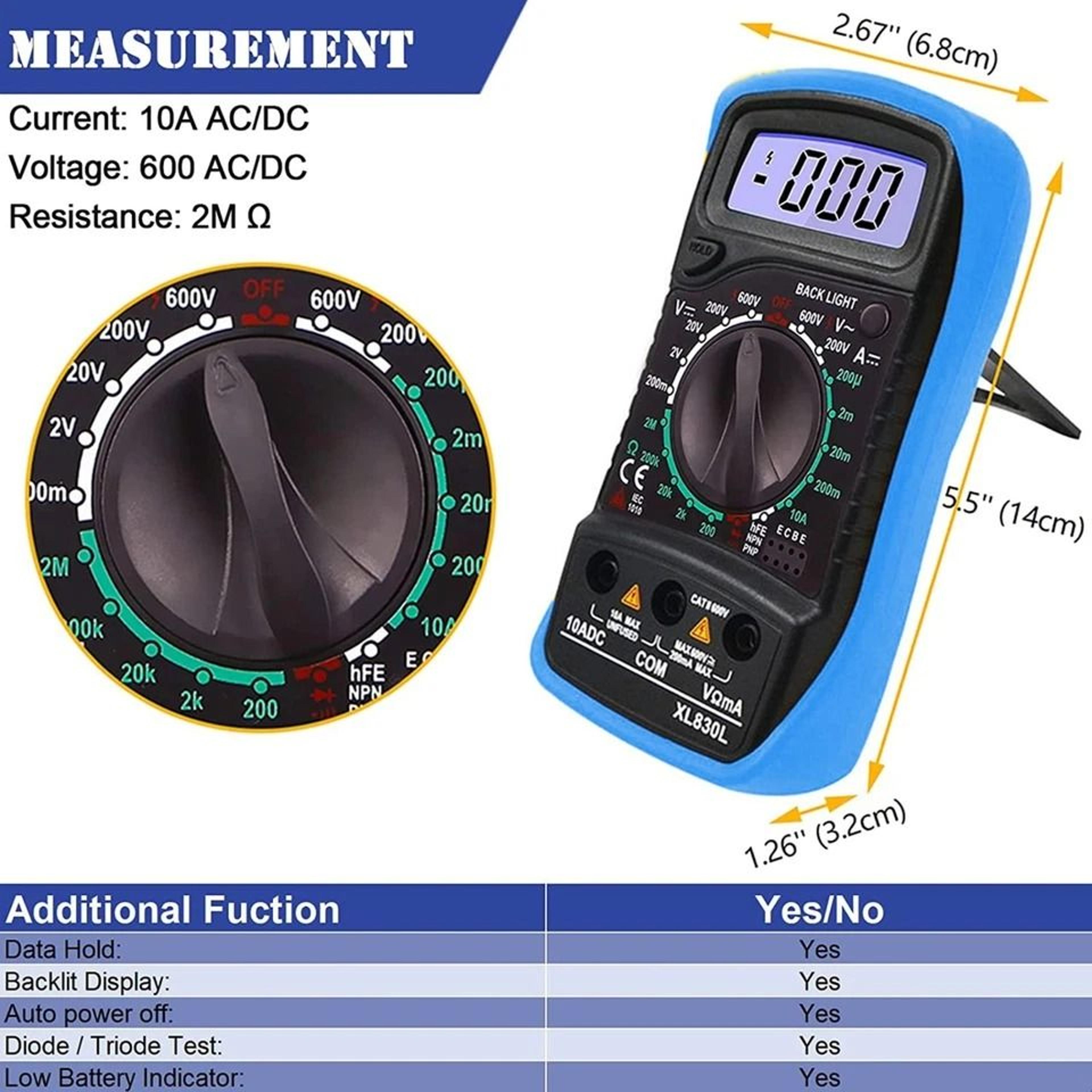 Digital LCD Multimeter Voltmeter Ammeter Tester AC DC Ohmmeter 4