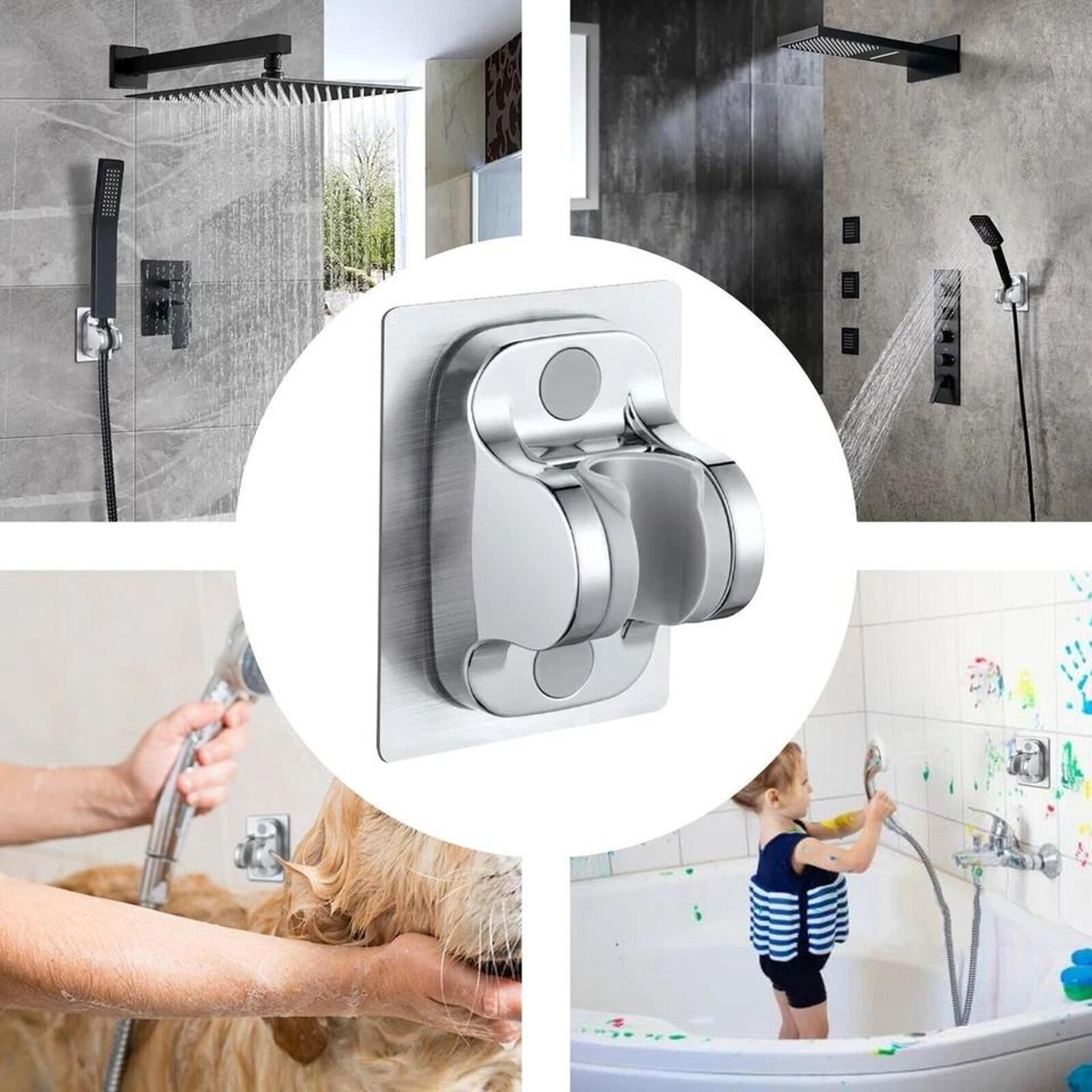 Adjustable Wall Mount Shower Bracket Self Adhesive Handheld Shower Head Holder No Drill Shower Moun 7