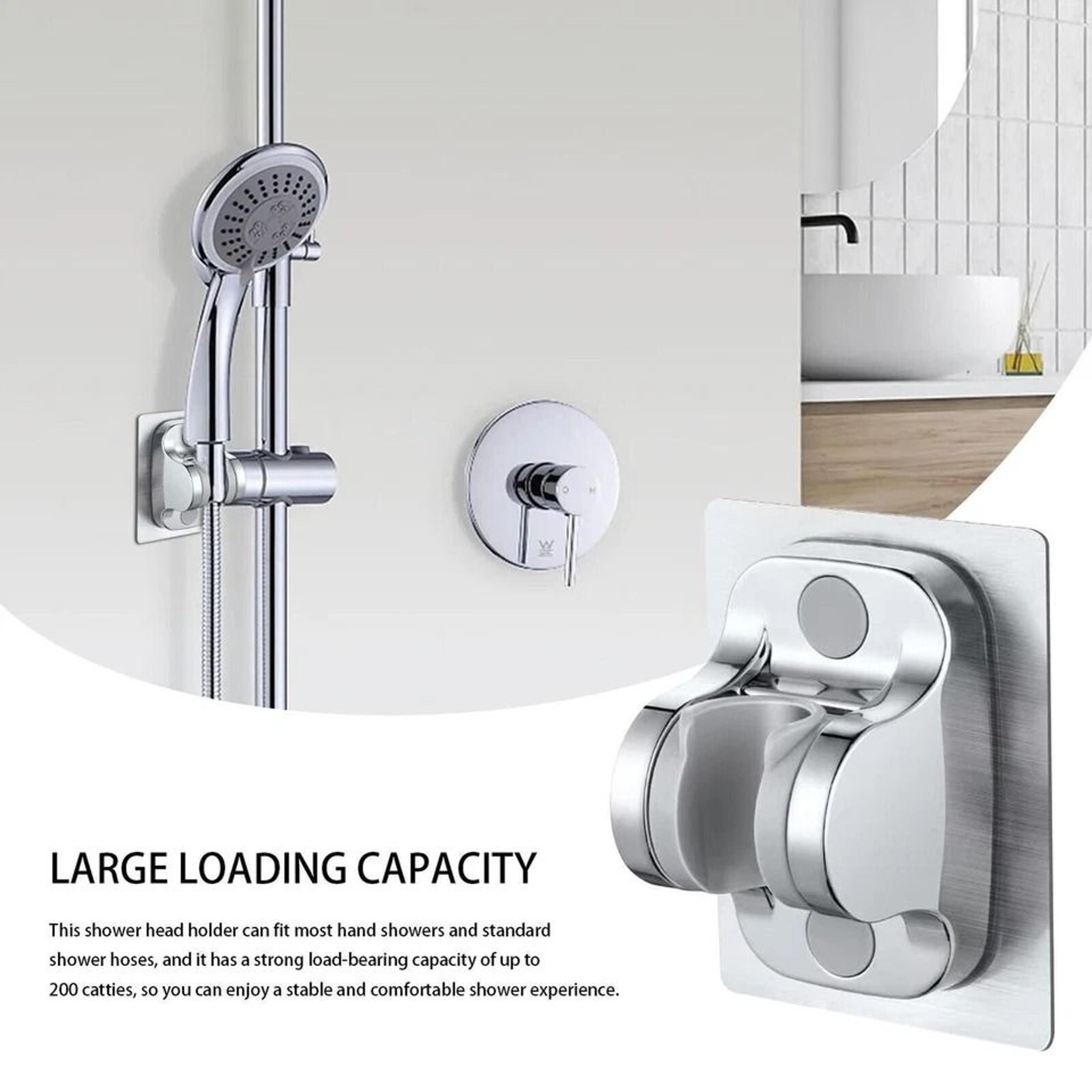 Adjustable Wall Mount Shower Bracket Self Adhesive Handheld Shower Head Holder No Drill Shower Moun 8