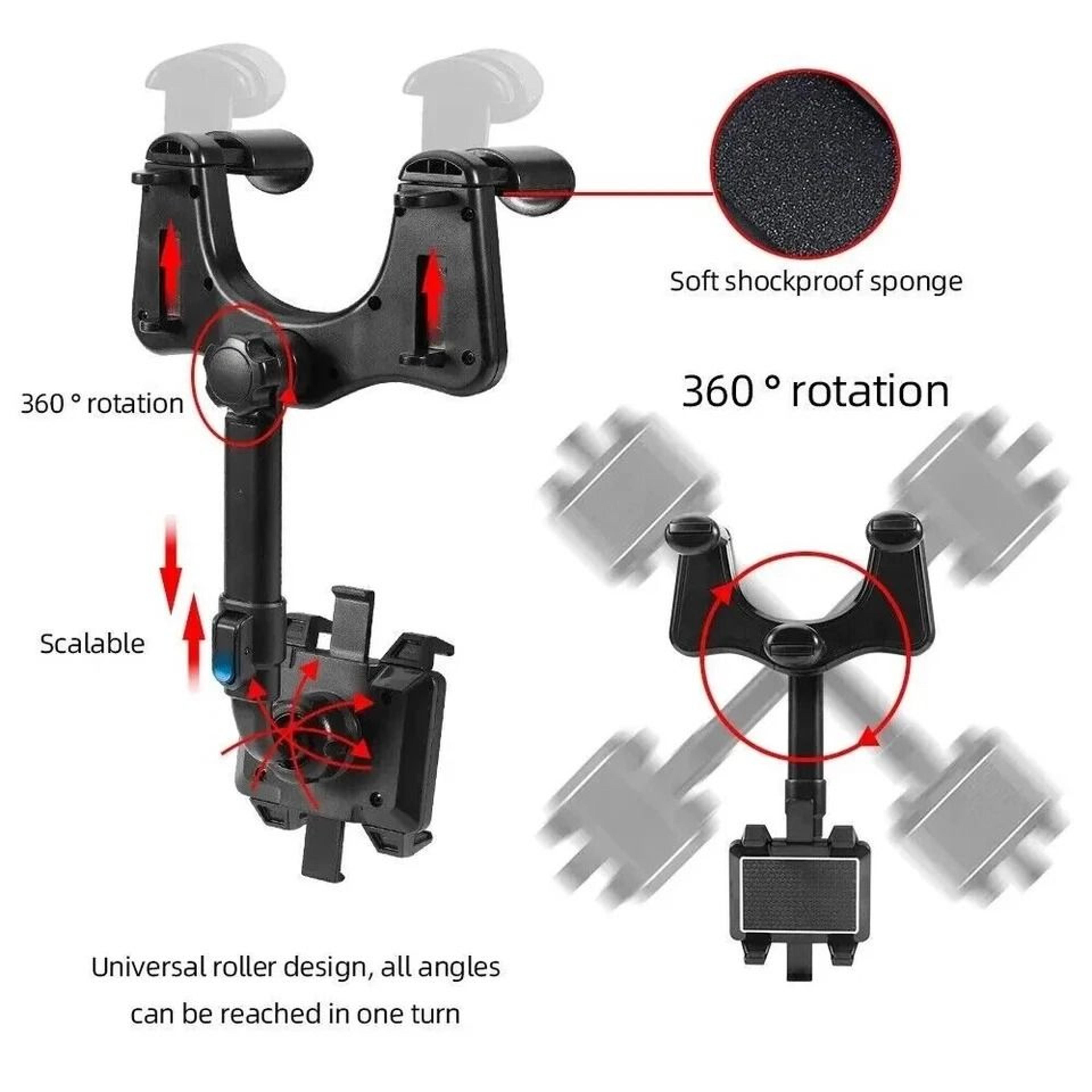 Universal Car Phone Holder Rotatable And Retractable Rearview Mirror Mount HandsFree Mobile Holder  3
