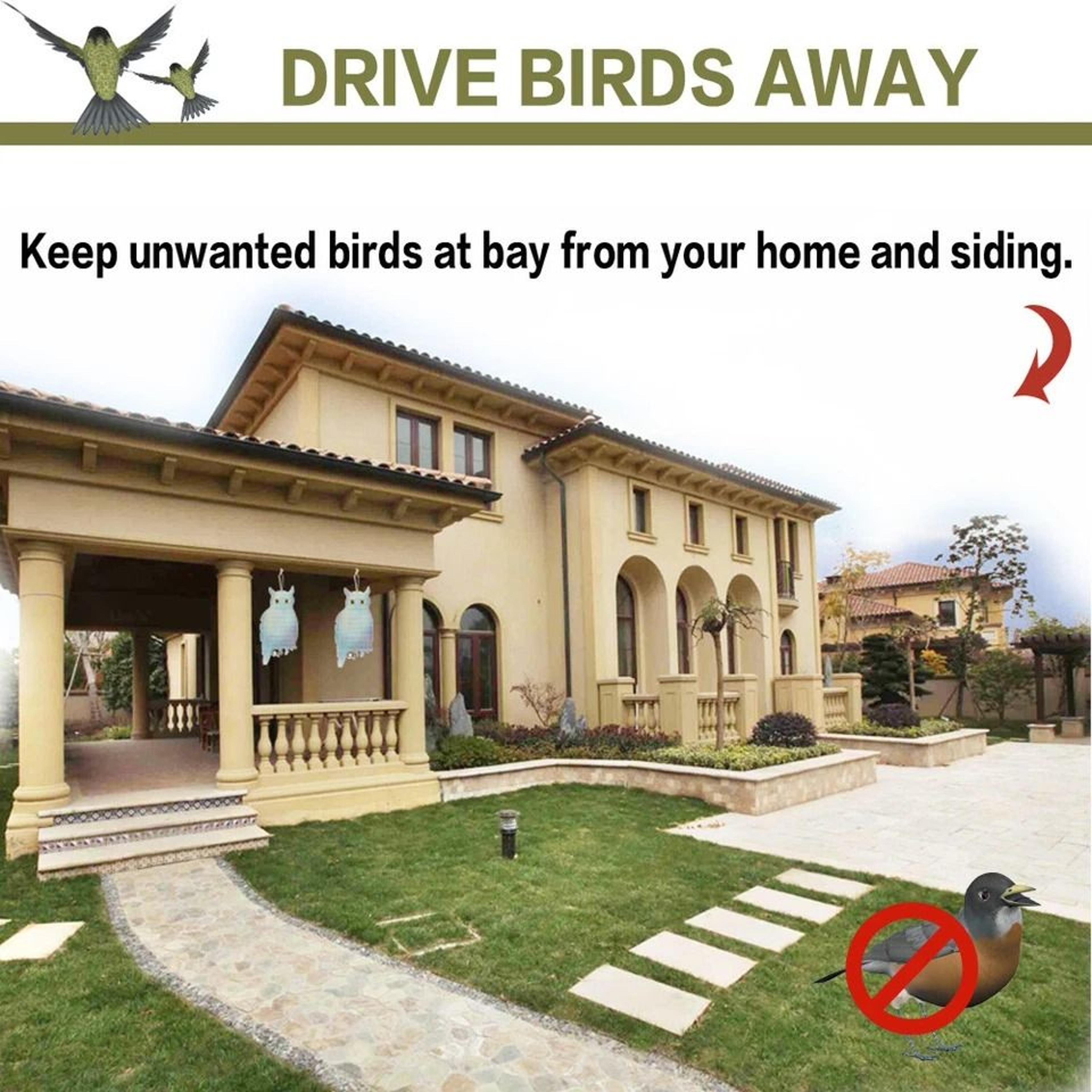 Scarecrow Owl Decoy Reflective Bird Repellent Pigeon  Squirrel Deterrent Device For Garden Balcony  7