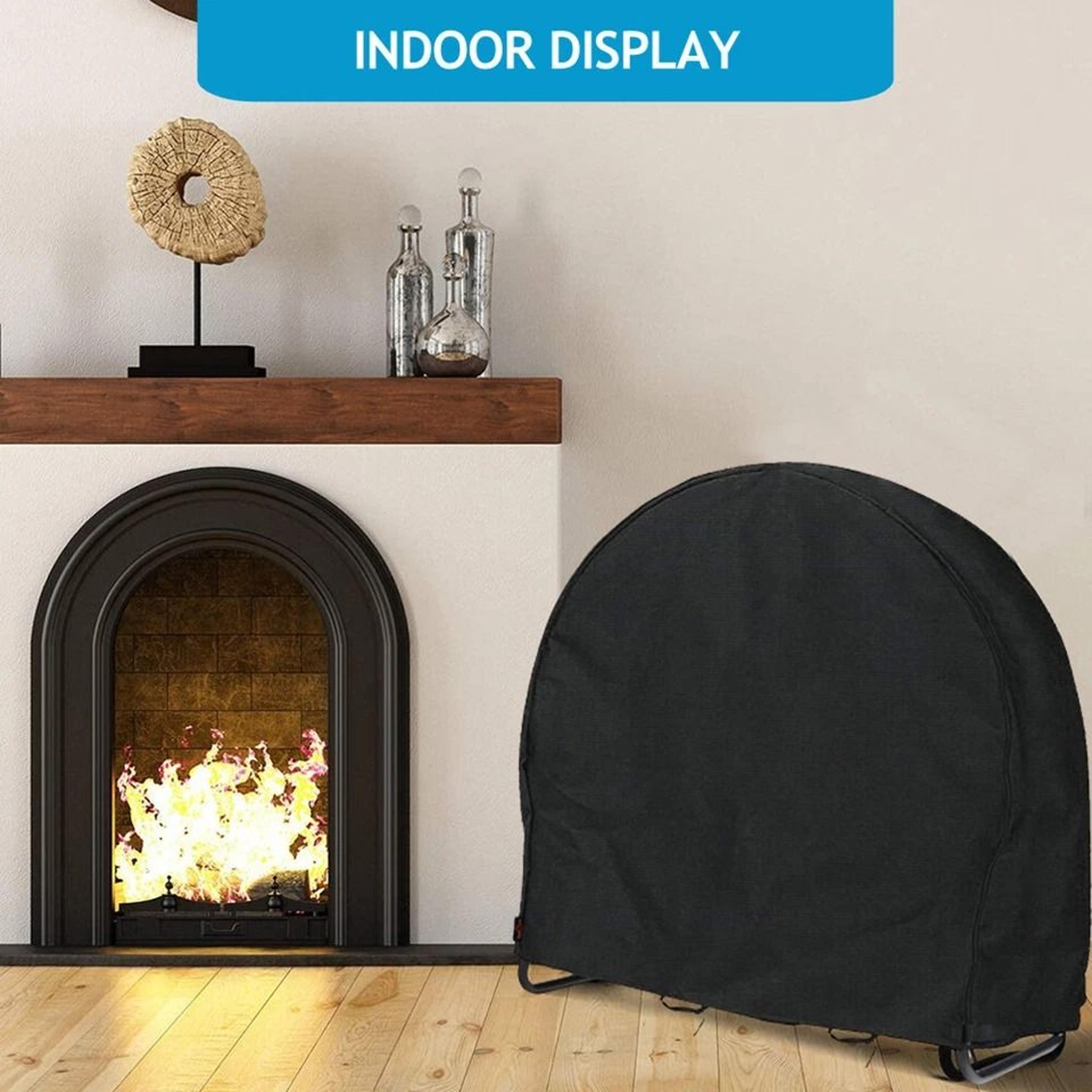 Waterproof Firewood Rack Cover Heavy Duty Log Hoop Protector UV Resistant Fits Round Log Holders 5
