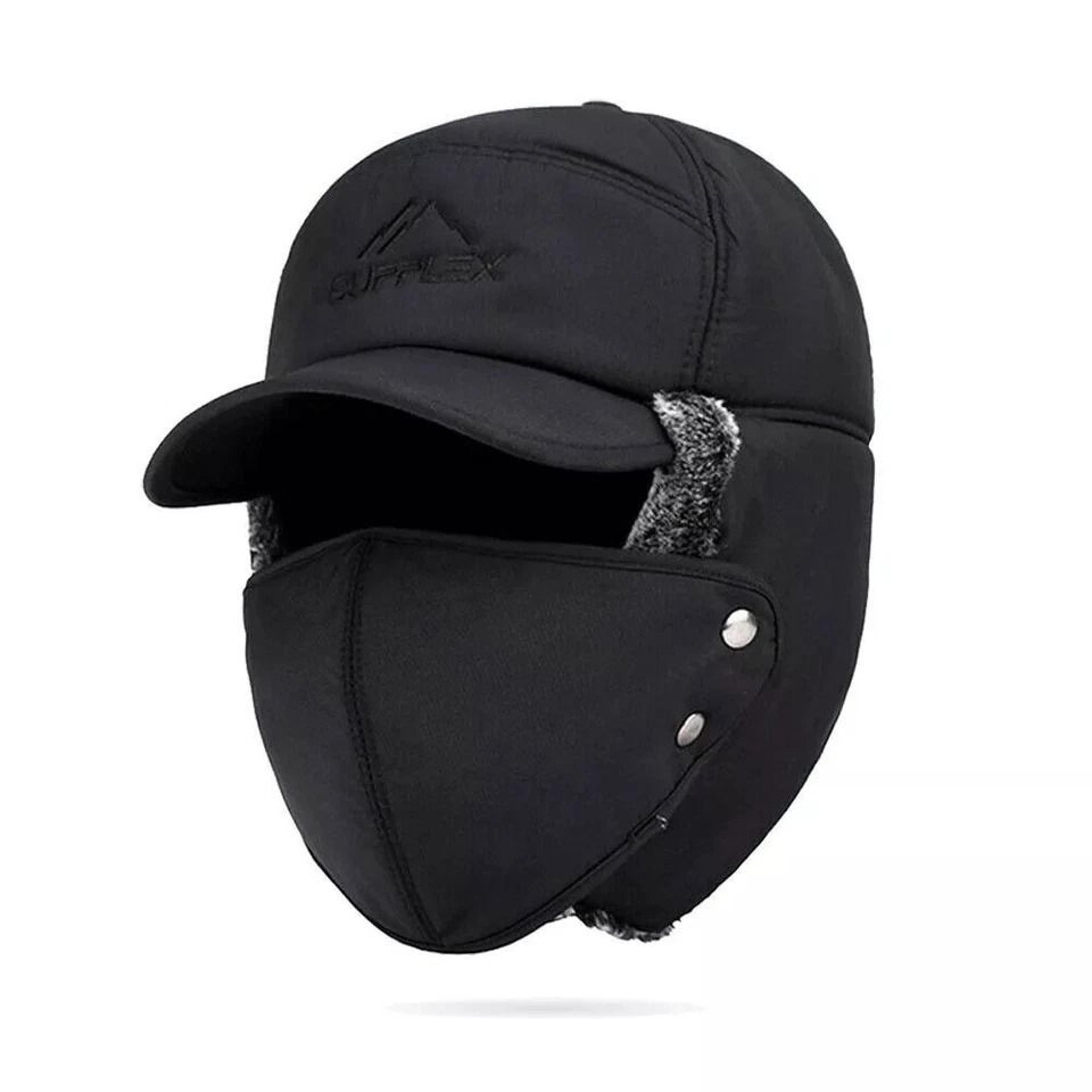 aviator thermal winter trapper hat with fur ear flaps, full face mask, warm ushanka cap