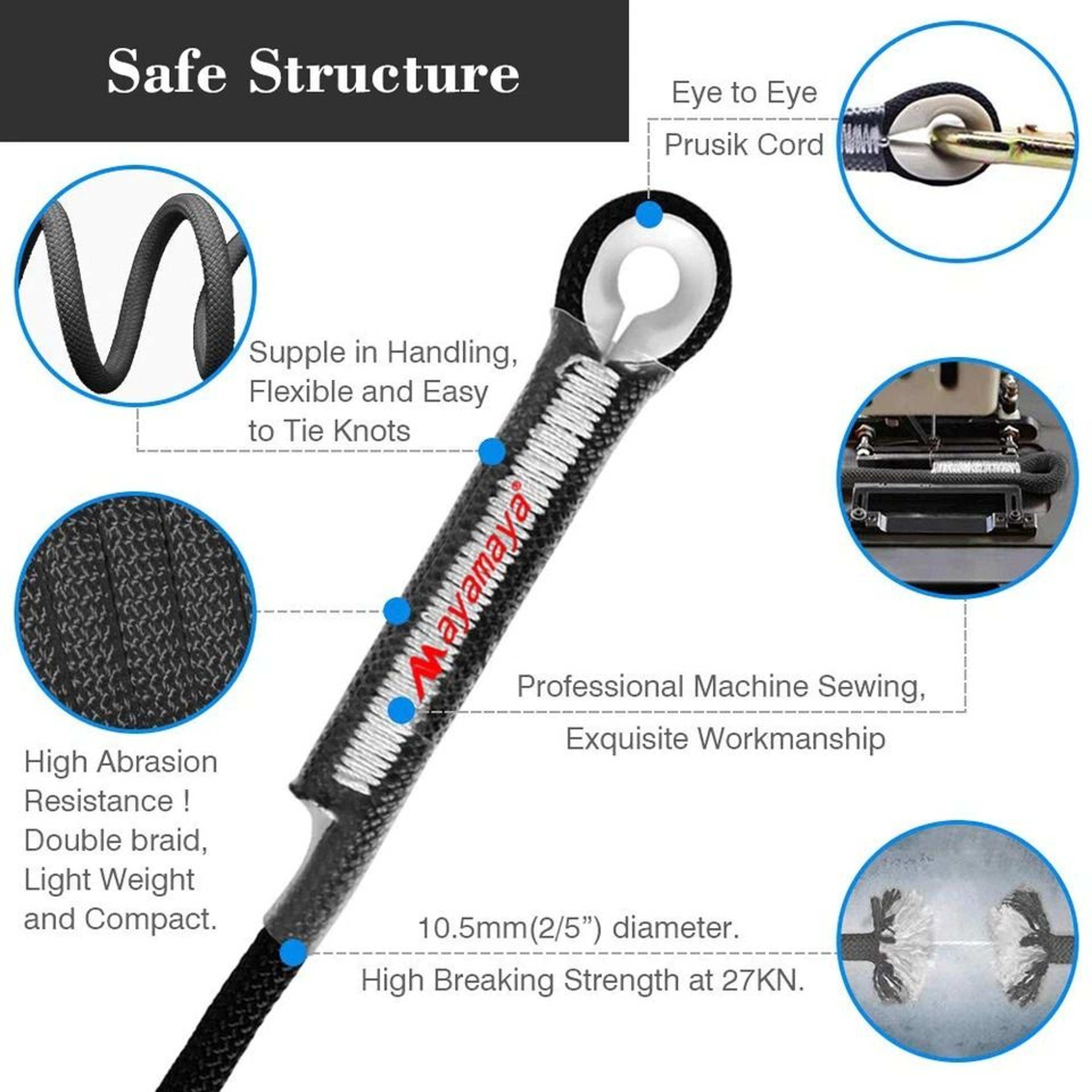 Prusik Loop Rope Presewn Eyetoeye Cord Rescue  Tree Climbing Gear 3