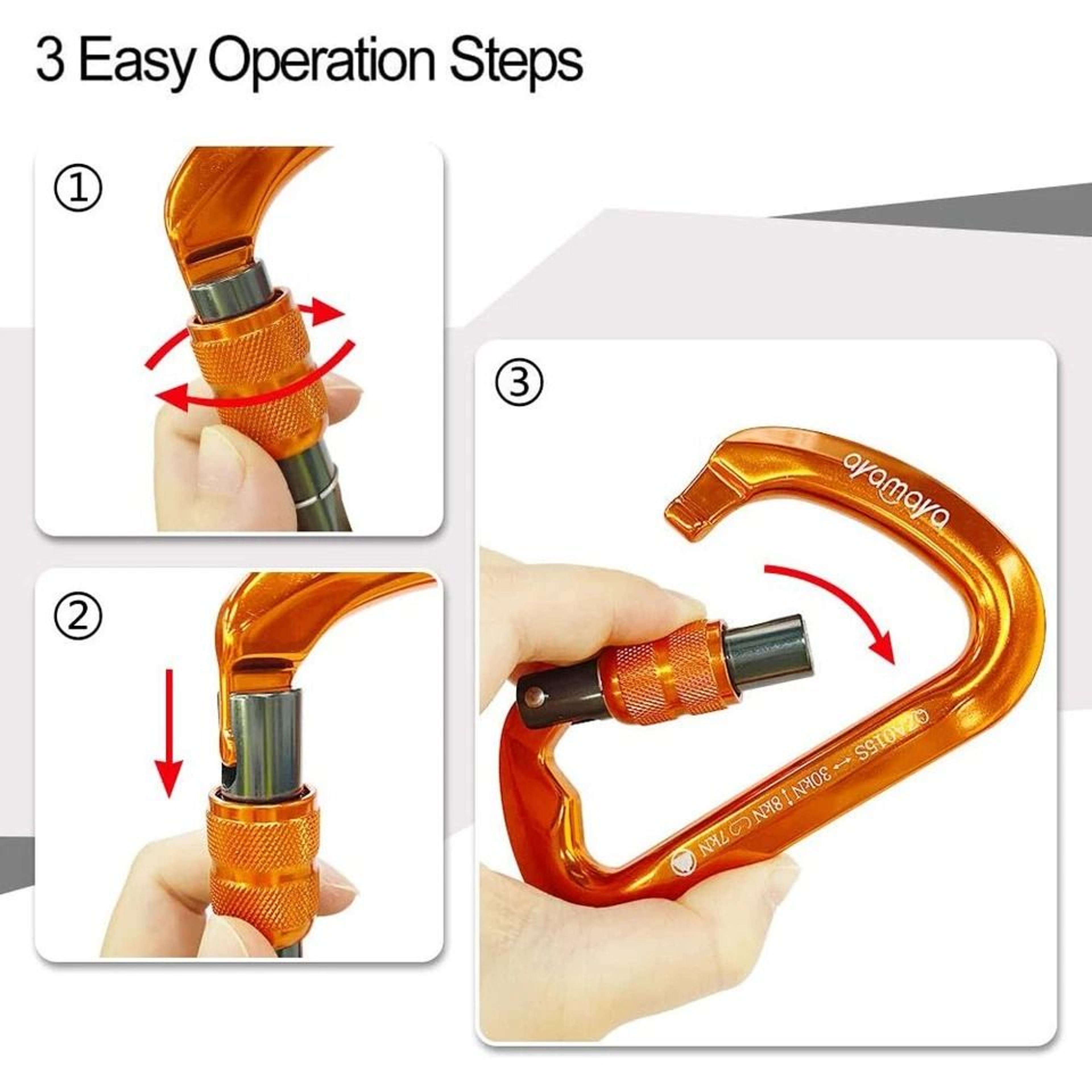 Durable Aluminum Screw Locking Carabiner Heavy Duty Hook Key Chain For Climbing Hiking Camping 3