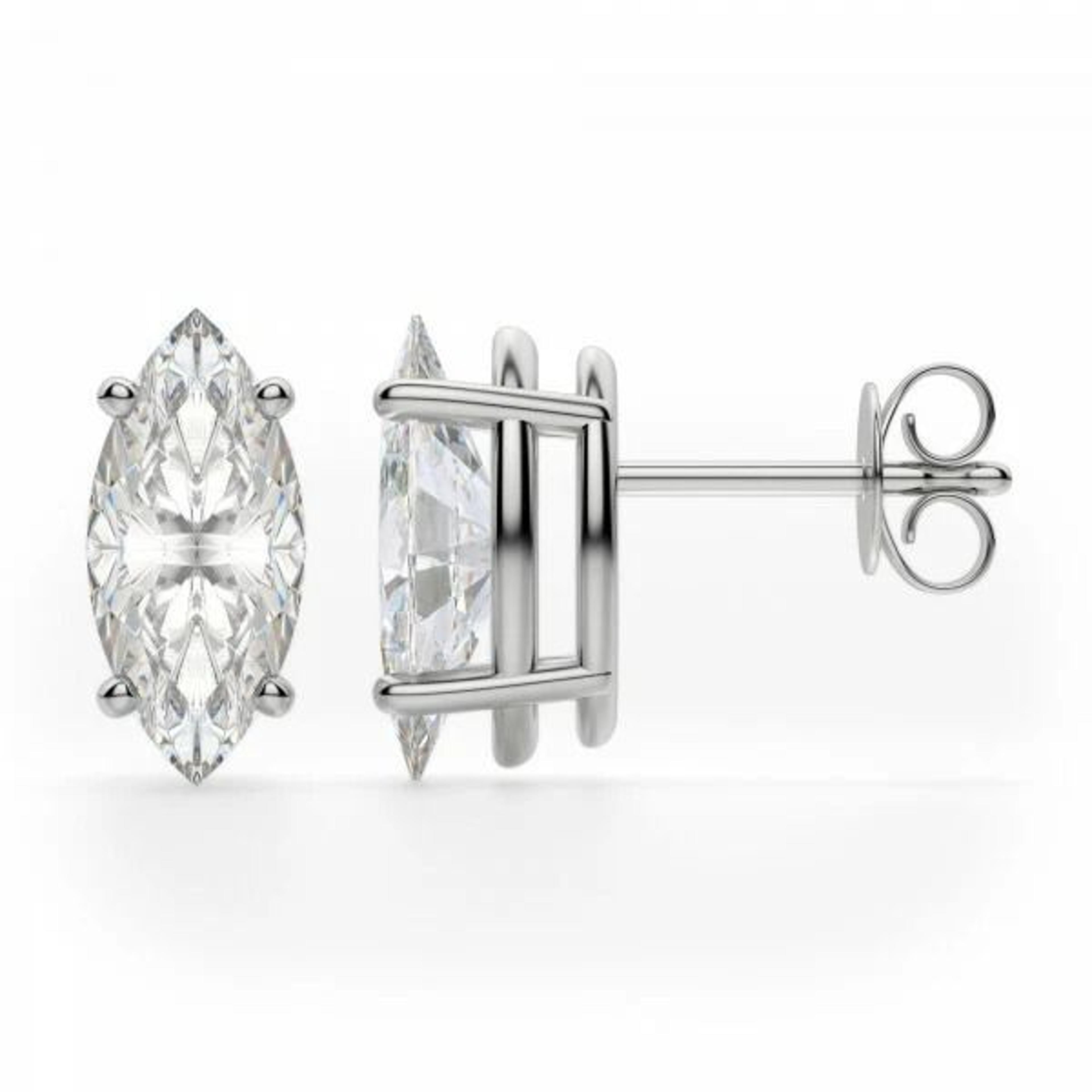 sterling silver marquise cut stud earrings for women, created marquise stones, timeless silver jewelry