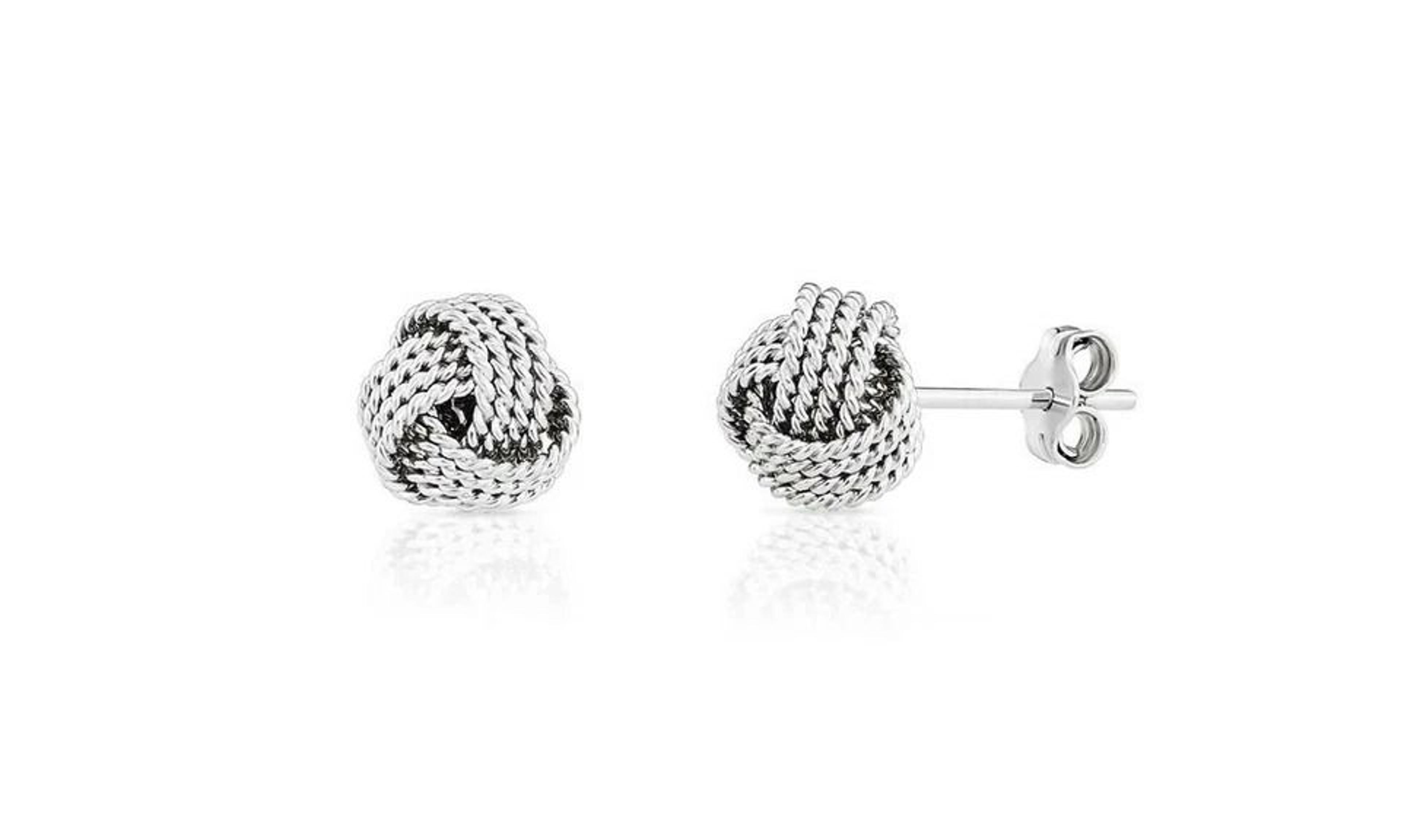 Sterling Silver Love Knot Diamond Cut Stud Earrings For Women AntiTarnish Jewelry Ideal Gift For We 4