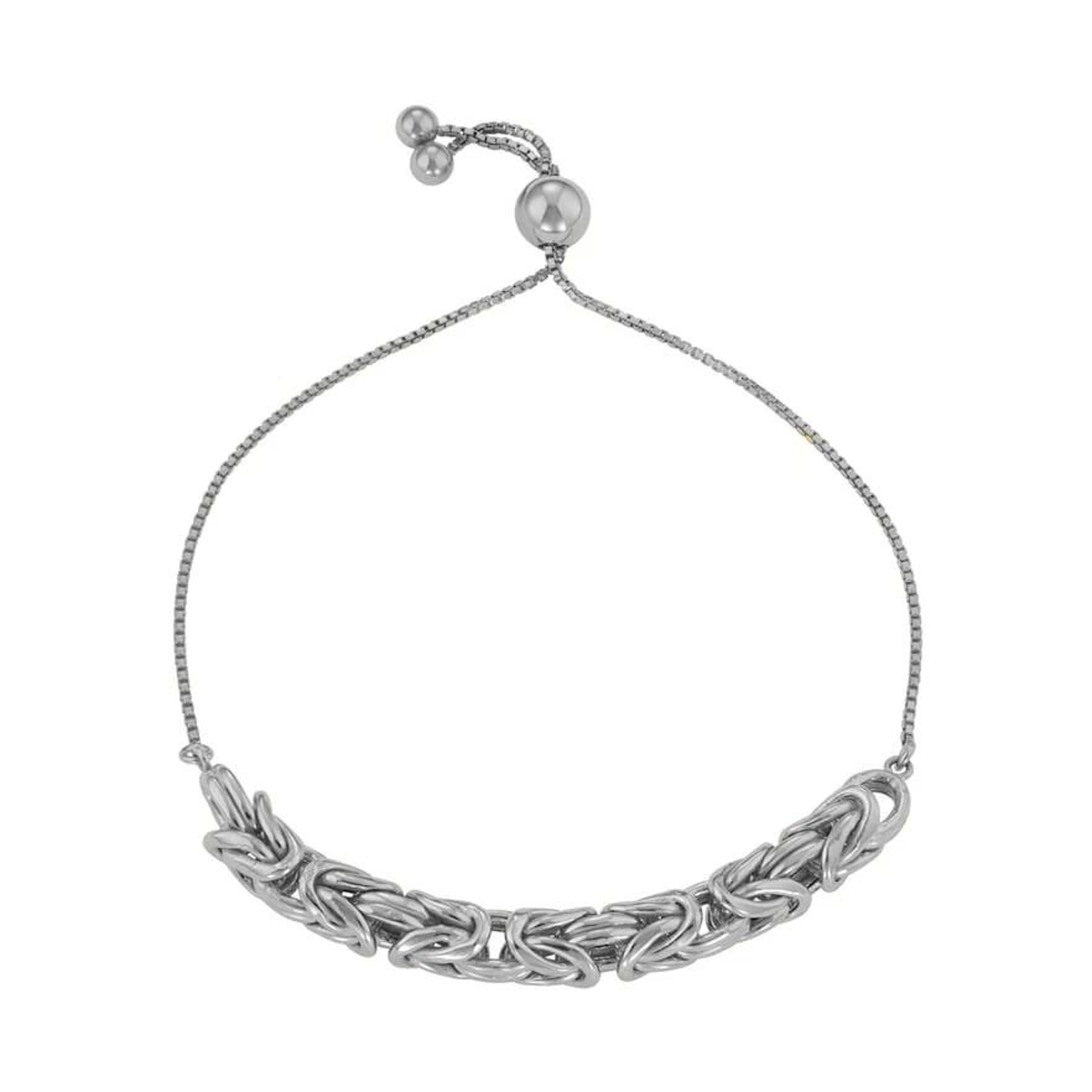 sterling silver adjustable byzantine chain bolo bracelet for women, perfect gift, adjustable