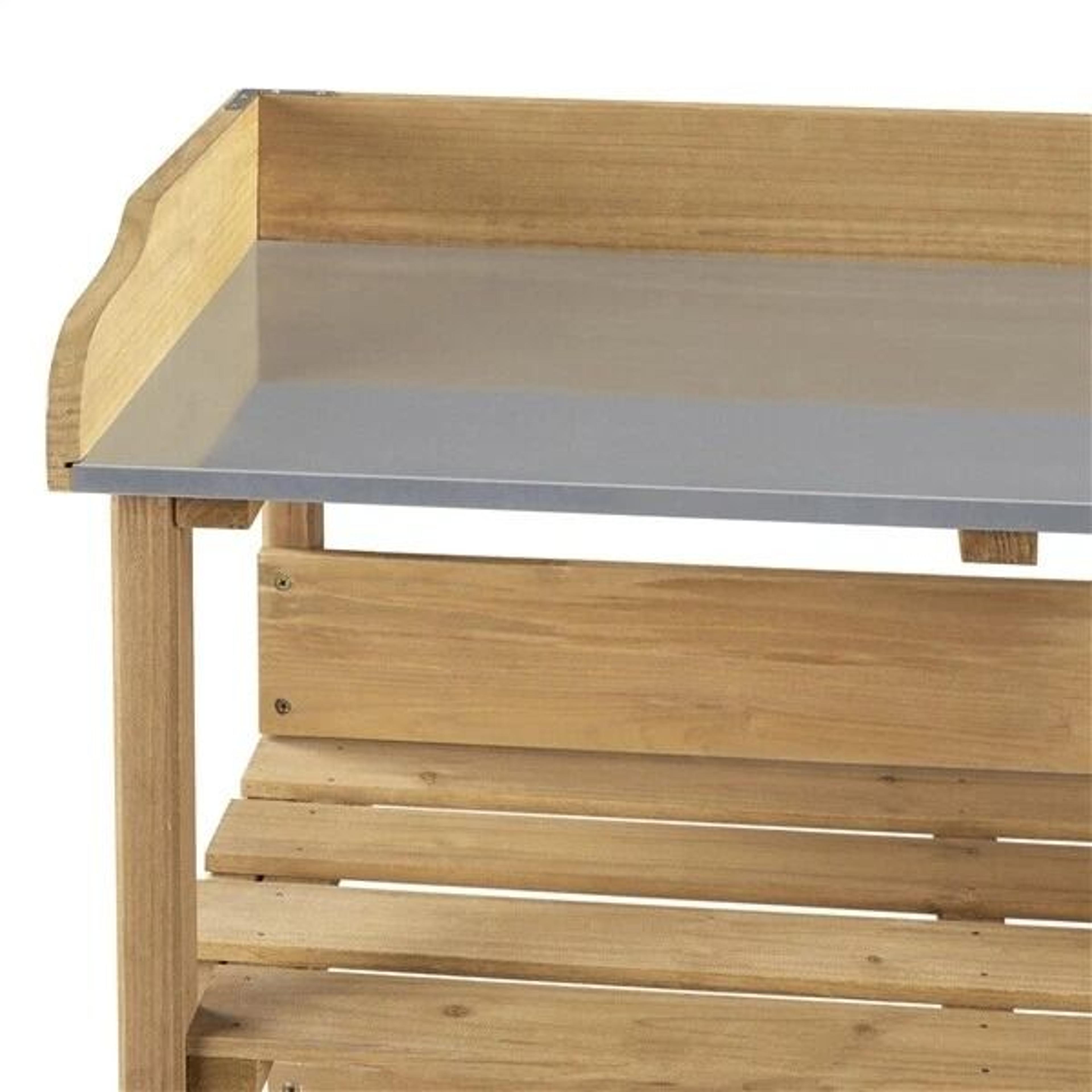 Potting Bench Table Outdoor Garden Work Station Natural Wood Workbench Perfect For Planting And Too 9