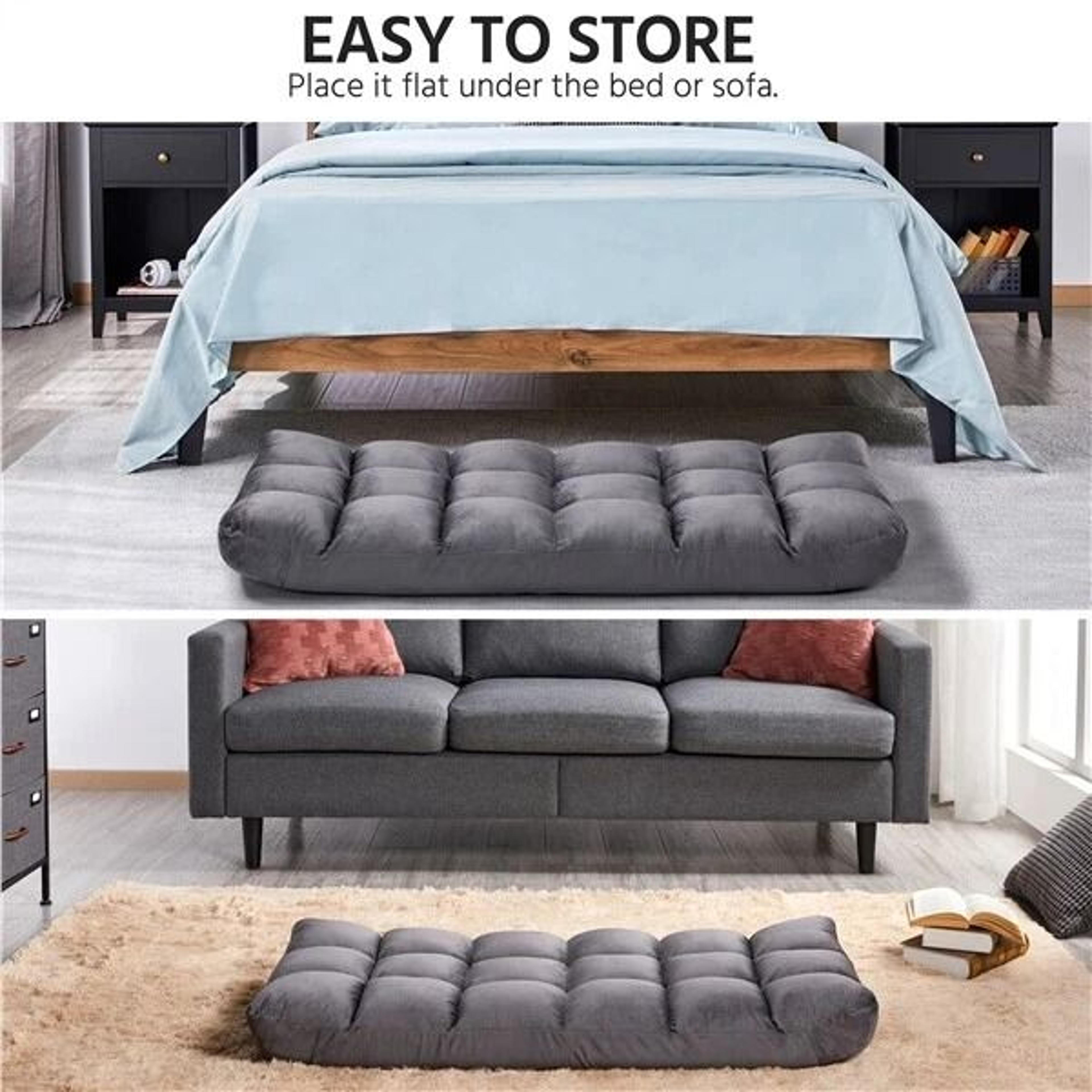 Folding Lounge Chair With Back Support Adjustable Padded Floor Chair Gray Floor Sofa For Gaming 10