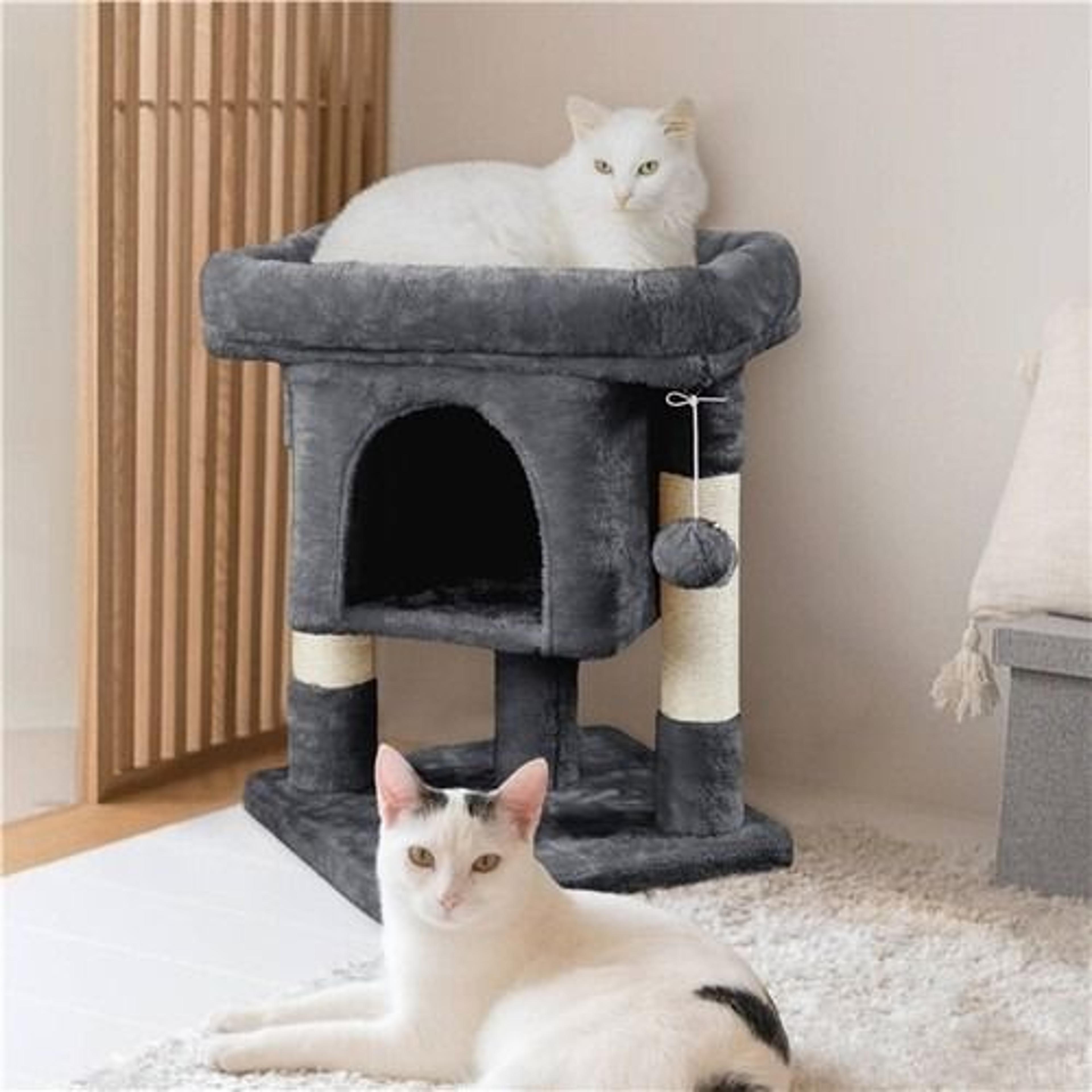 cozy cat tree tower, plush condo & sisal-covered scratching posts, multi-level playground for kittens