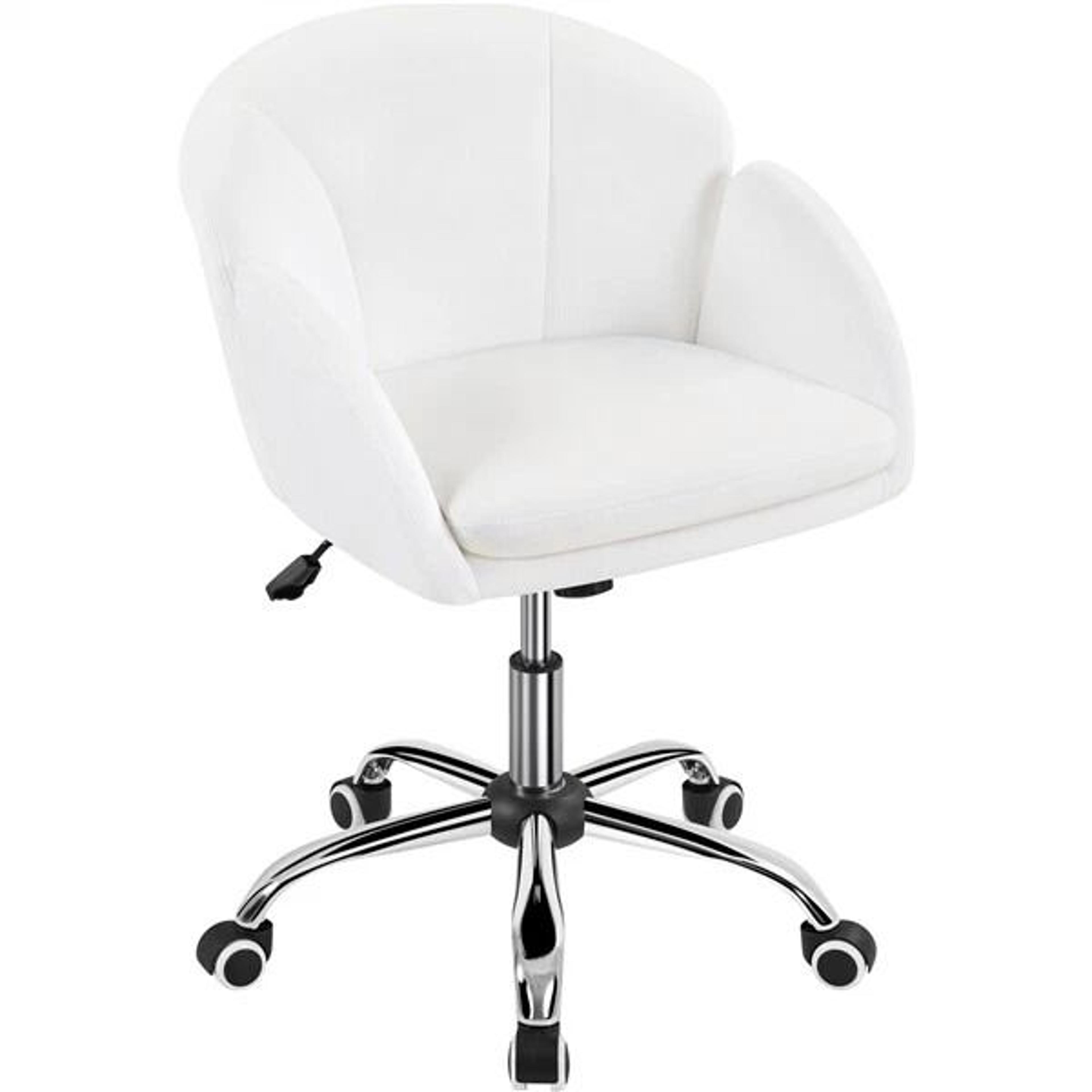 snowy cute petal vanity chair, adjustable swivel makeup chair for women, soft velvet office chair