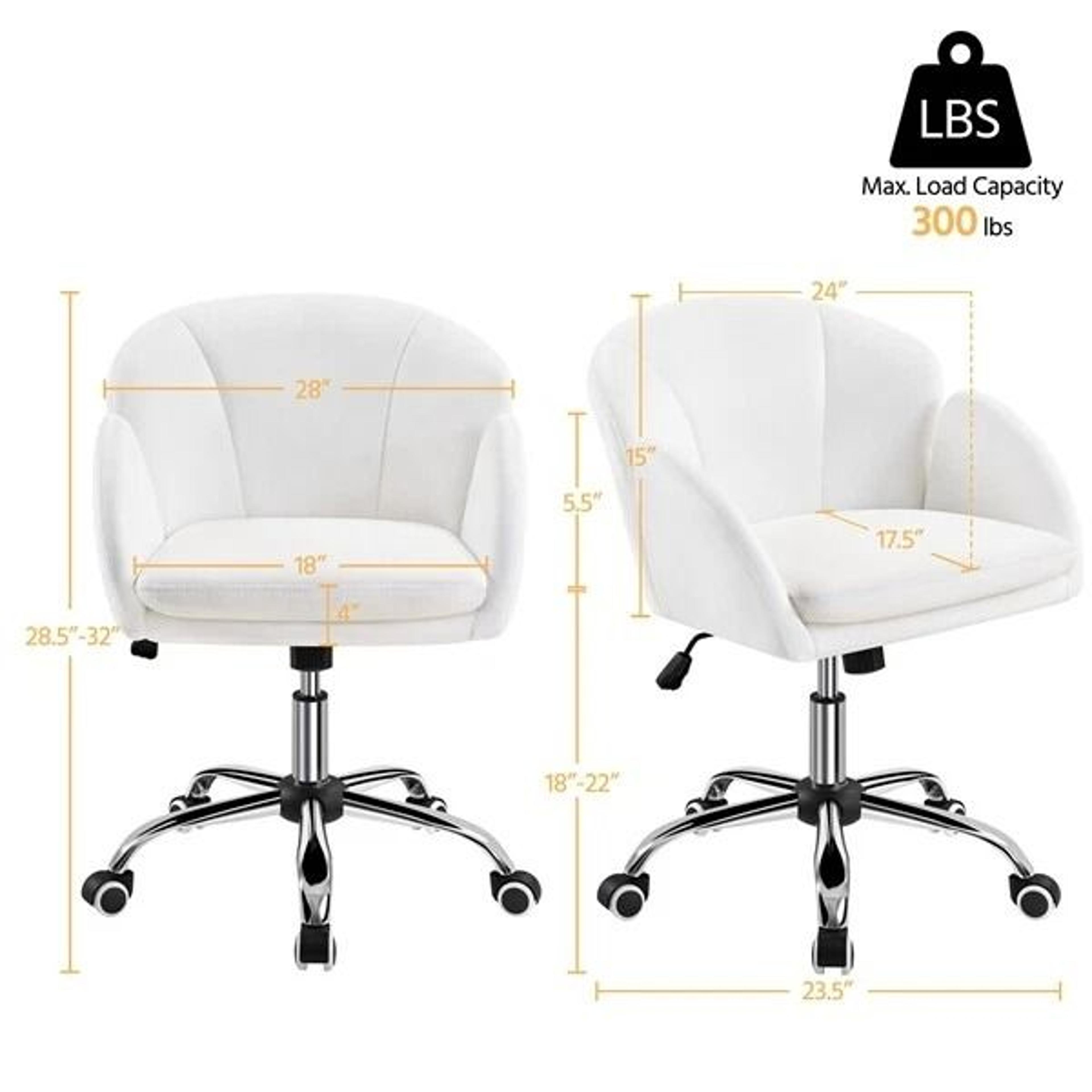 Snowy Cute Petal Vanity Chair Adjustable Swivel Makeup Chair For Women Soft Velvet Office Chair 2