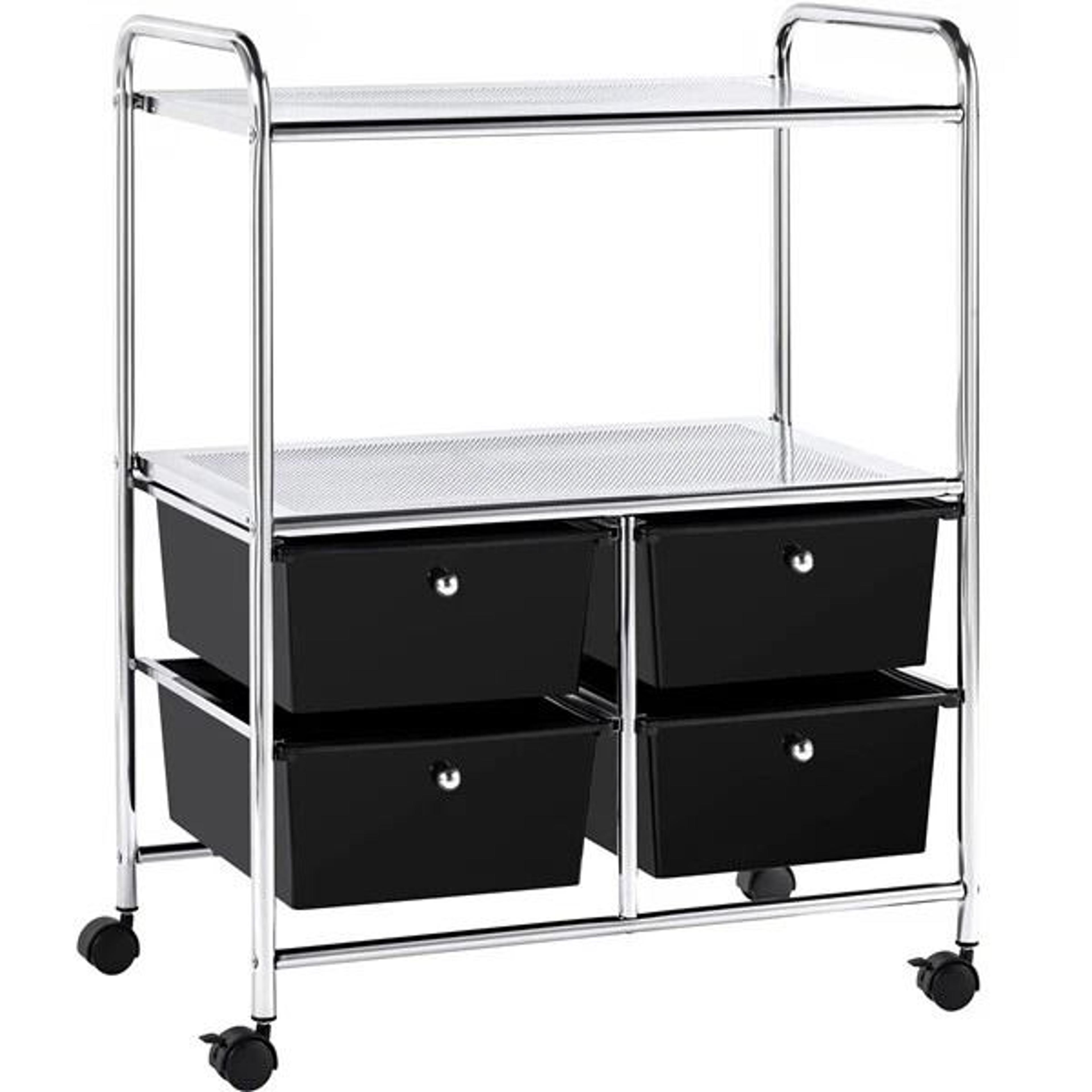 drawer rolling storage cart with tier shelf black utility organizer cart