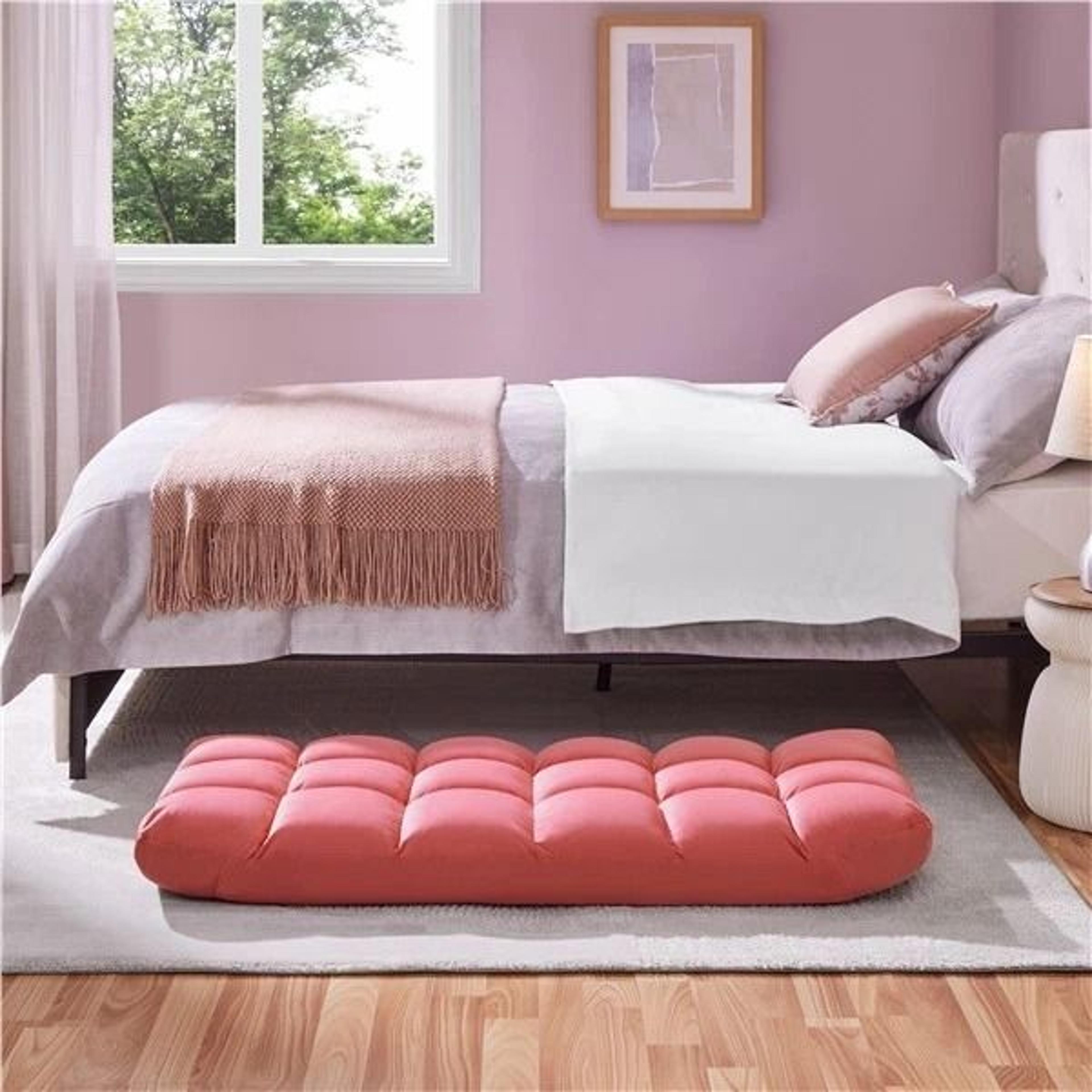 Velvet Gaming Floor Chair Adjustable Positions Pink 5