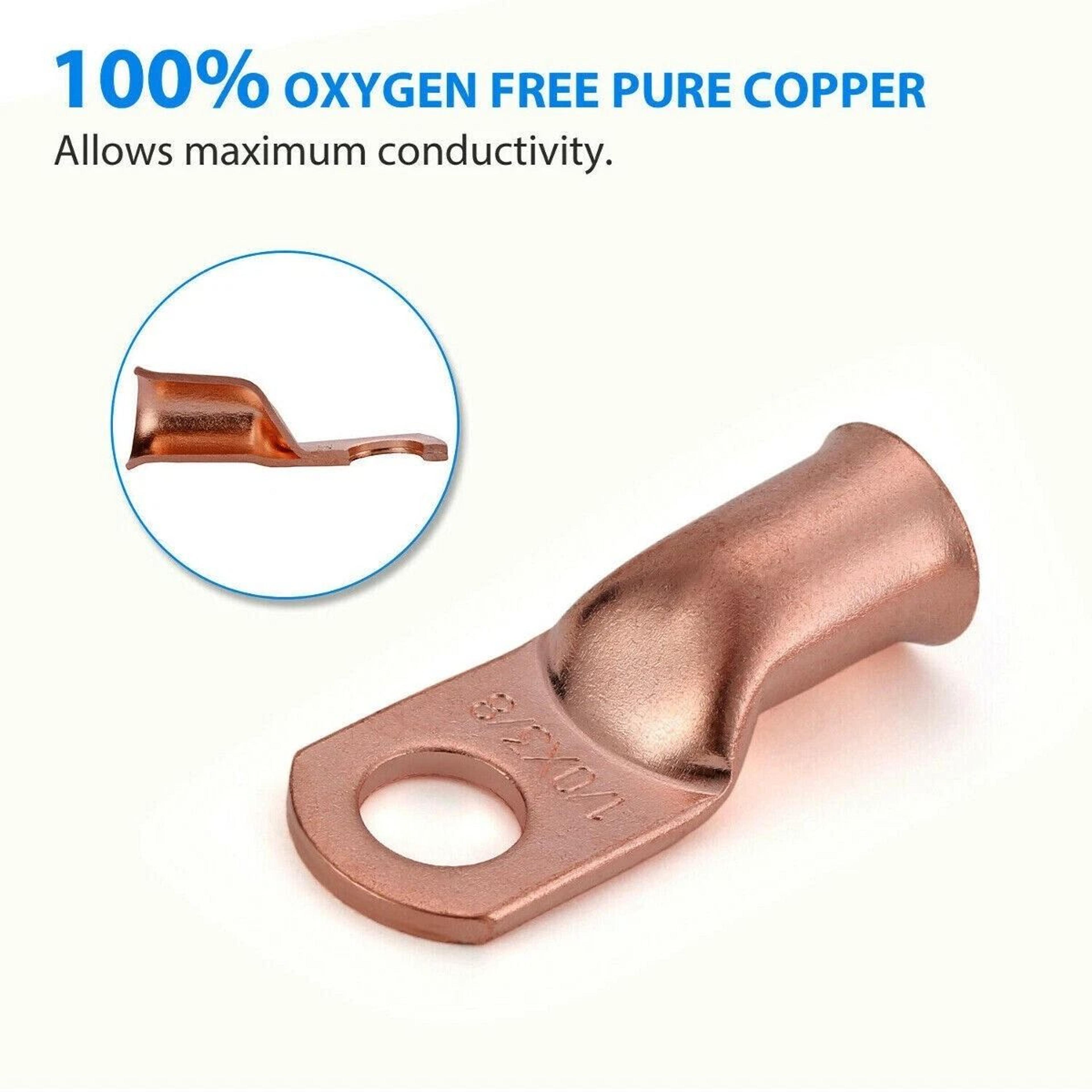 AWG Copper Lugs With Black  Red Heat Shrink Ring Terminals For Wire Connections 12