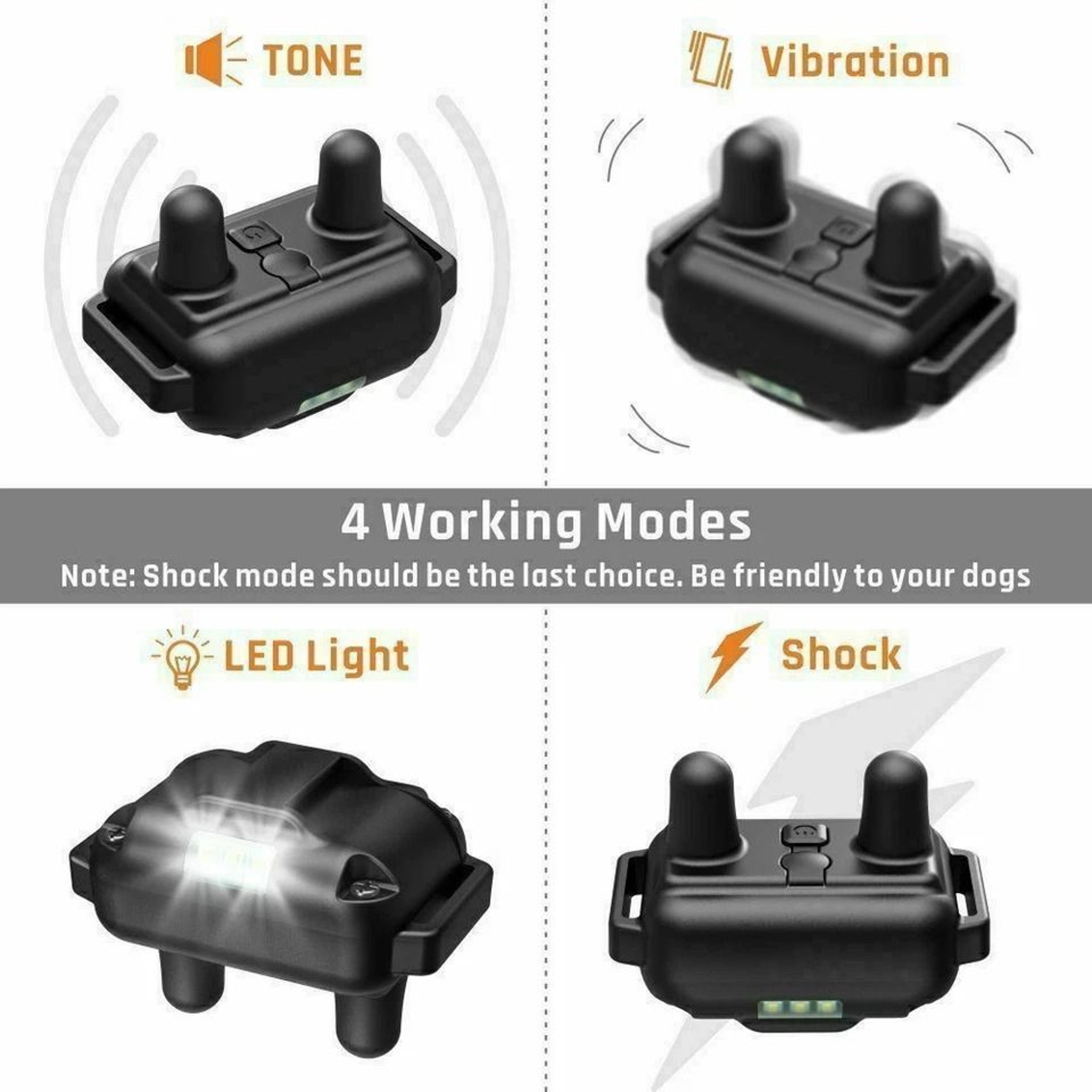 Remote Dog Shock Training Collar Rechargeable Waterproof LCD Pet Training System With Range 8
