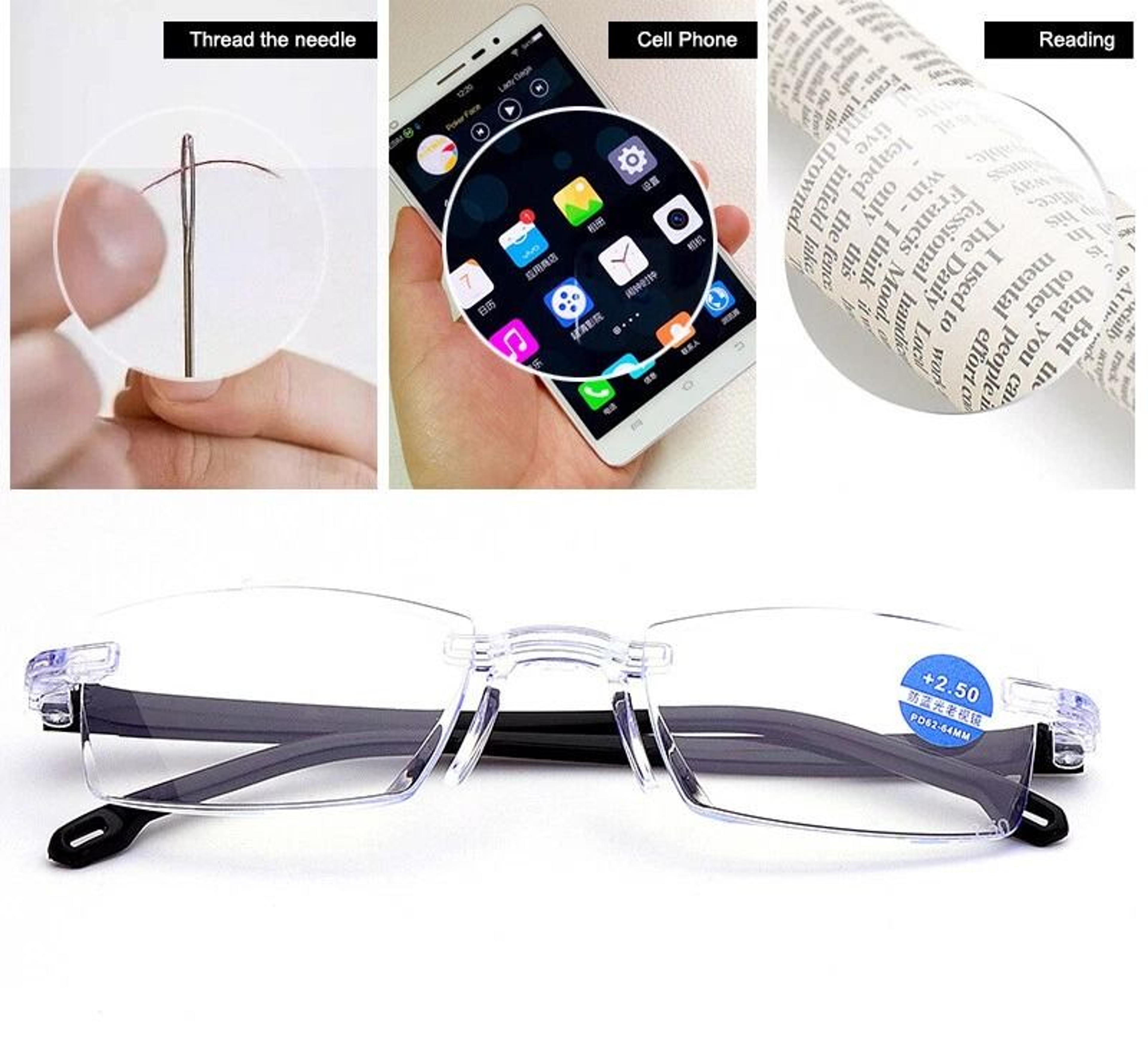 Mens Rimless Blue Light Blocking Reading Glasses Unisex Polycarbonate Lenses 4