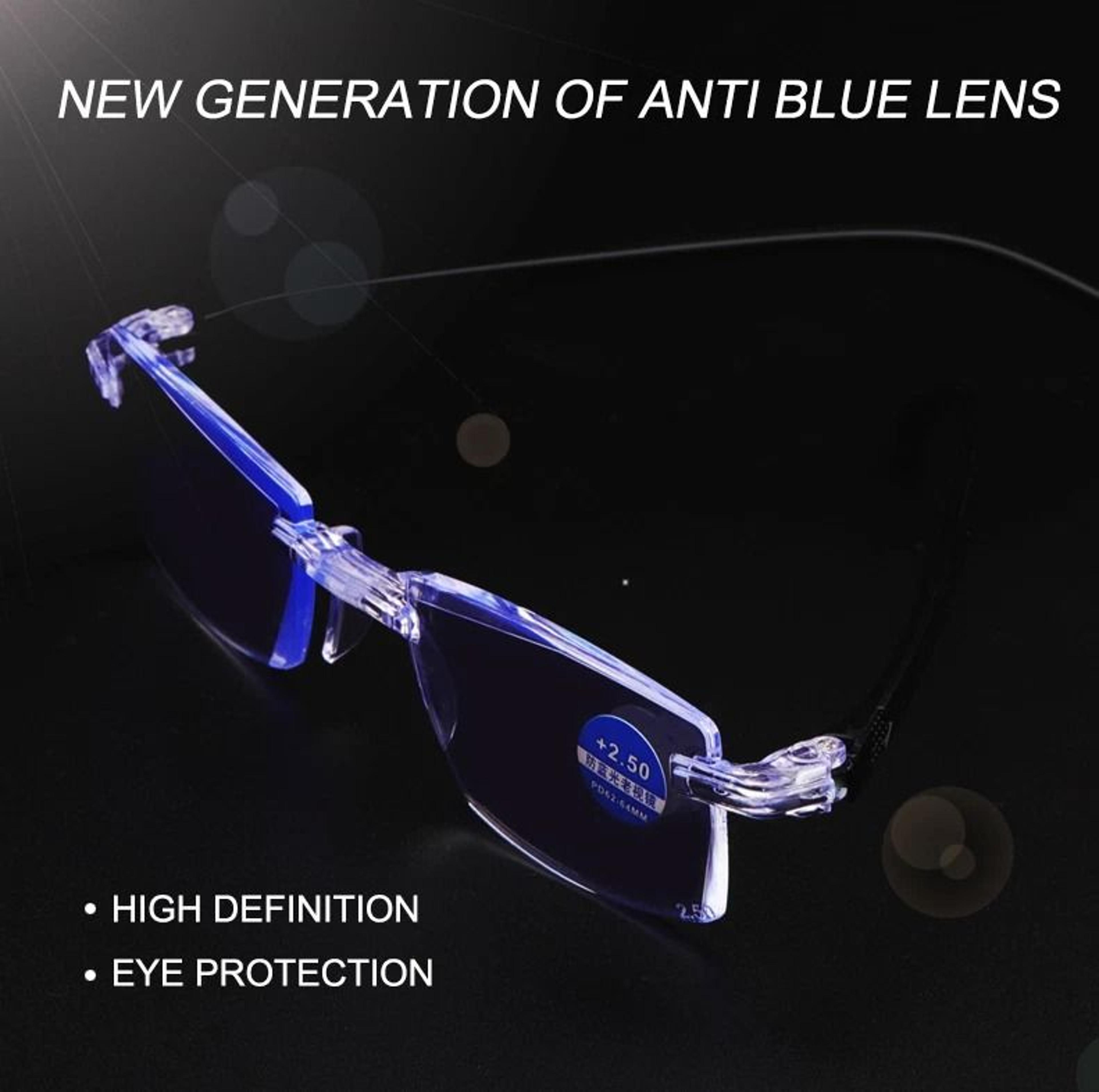 Mens Rimless Blue Light Blocking Reading Glasses Unisex Polycarbonate Lenses 9