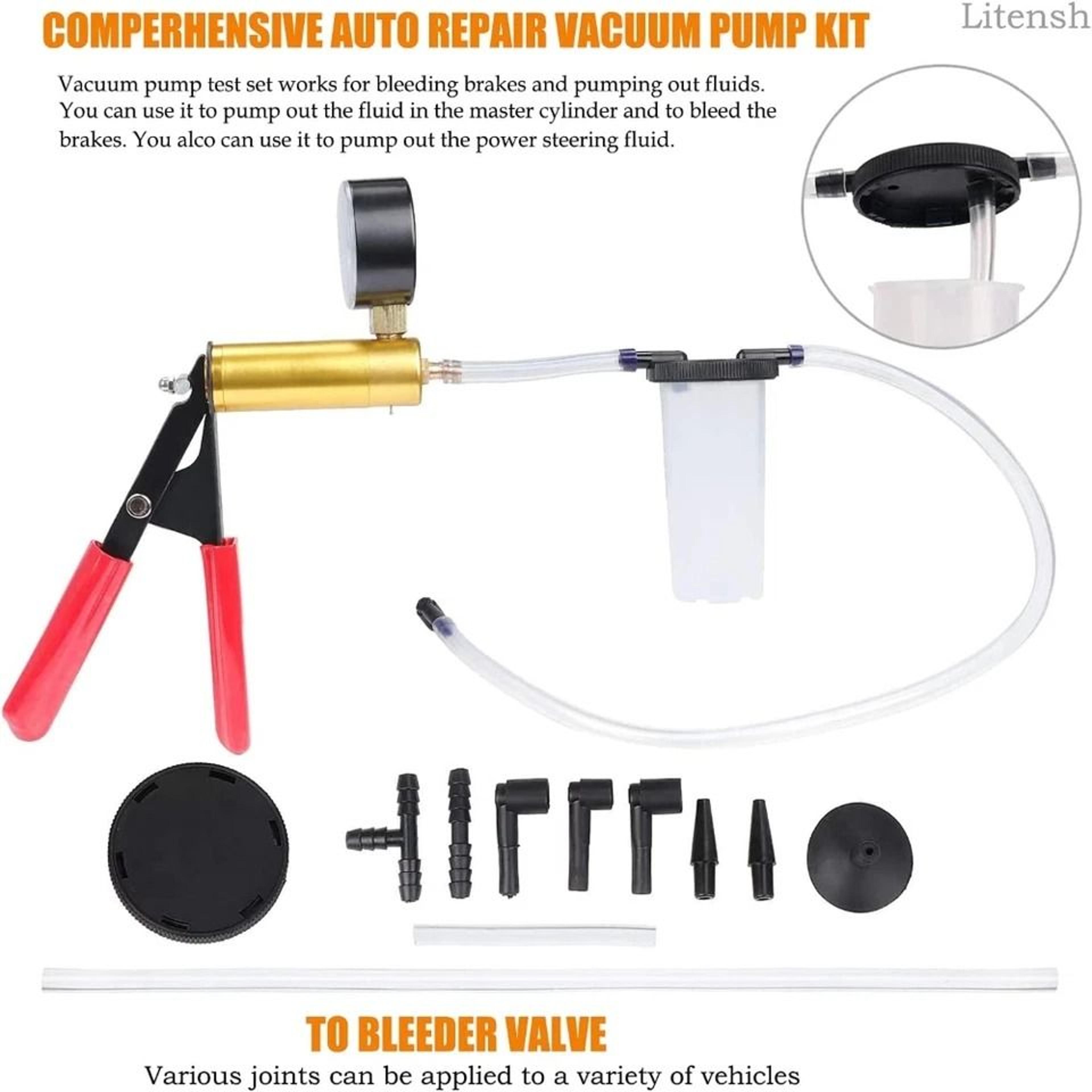 Handheld Vacuum Pressure Pump Brake Fluid Bleeder Kit Complete Car Truck  Motorcycle Maintenance To 18