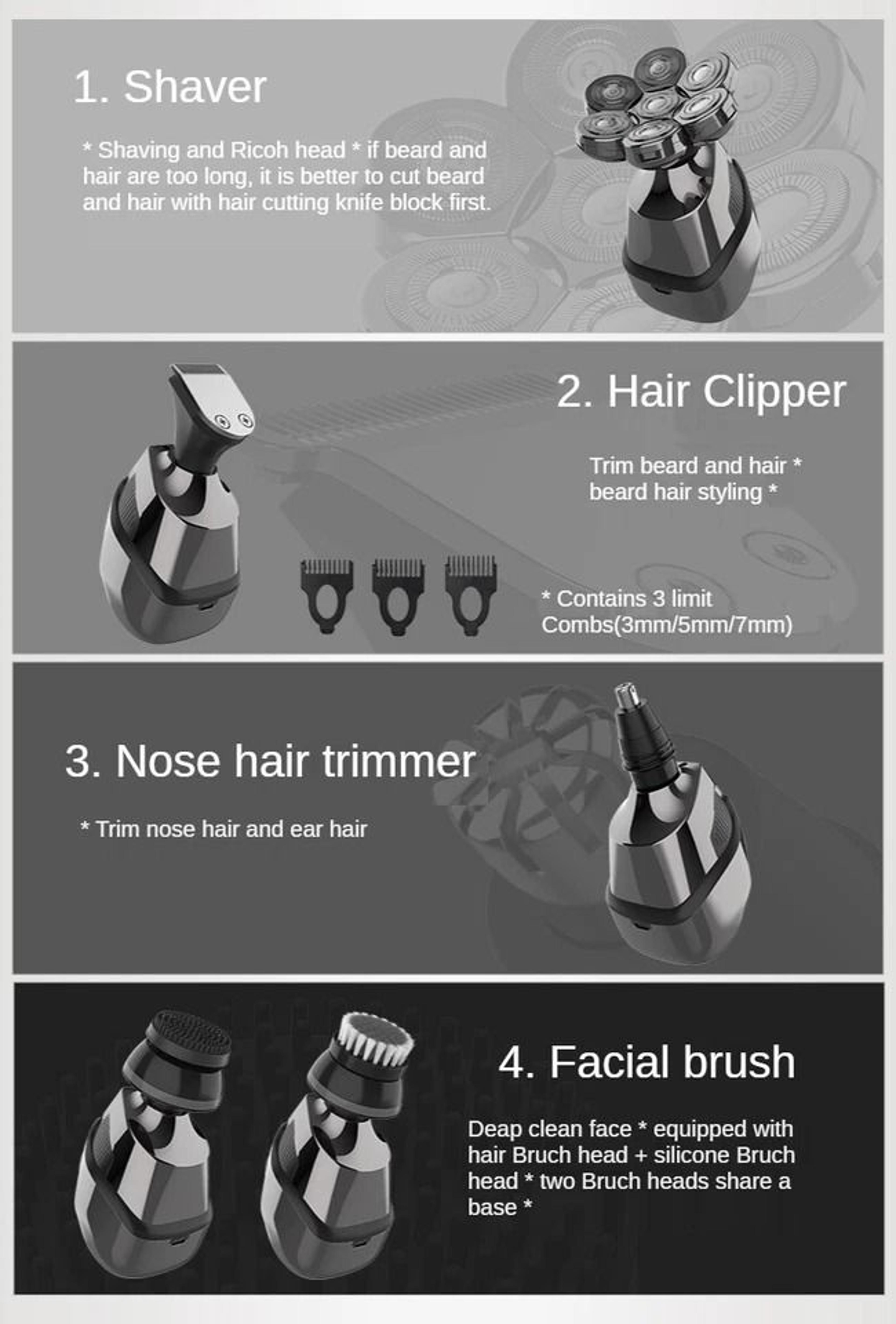 Premium Head Cordless Electric Head Shaver  Grooming Kit For Men 4