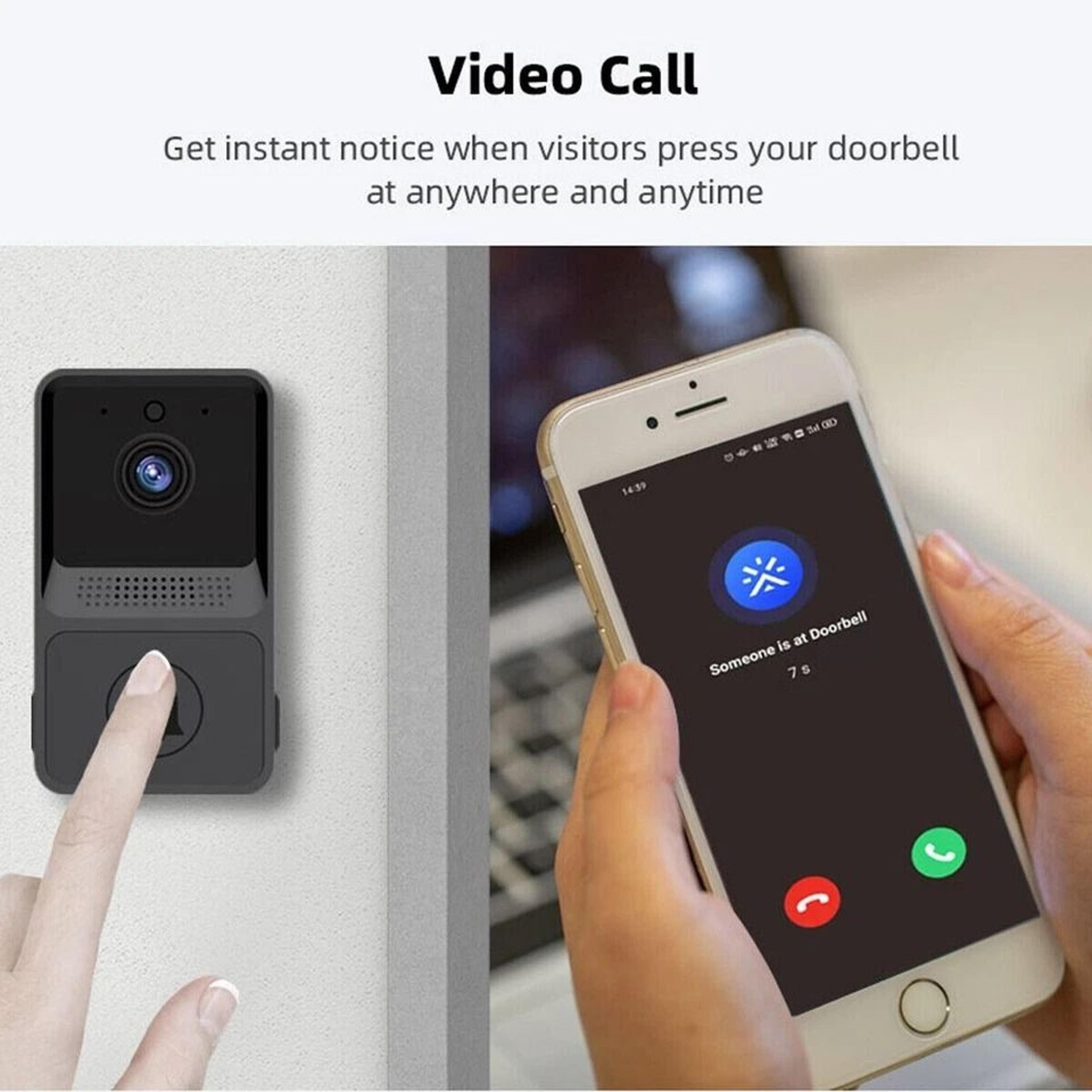 Smart Wireless WiFi Video Doorbell With Way Audio  Chime Wireless Security Camera For Home 4