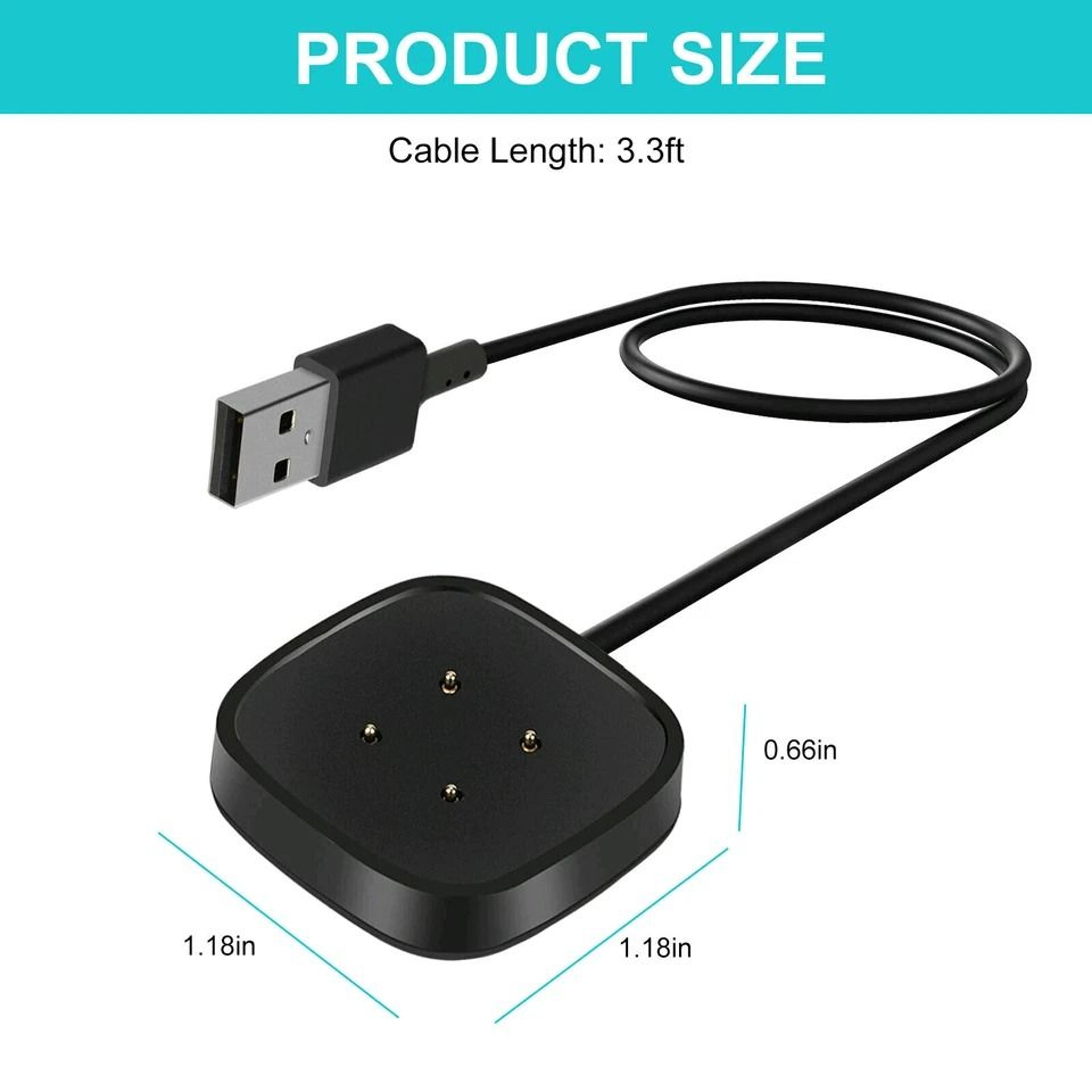 Wireless Charger For Fitbit Sense And Versa Fast USB Charging Dock Cable 3