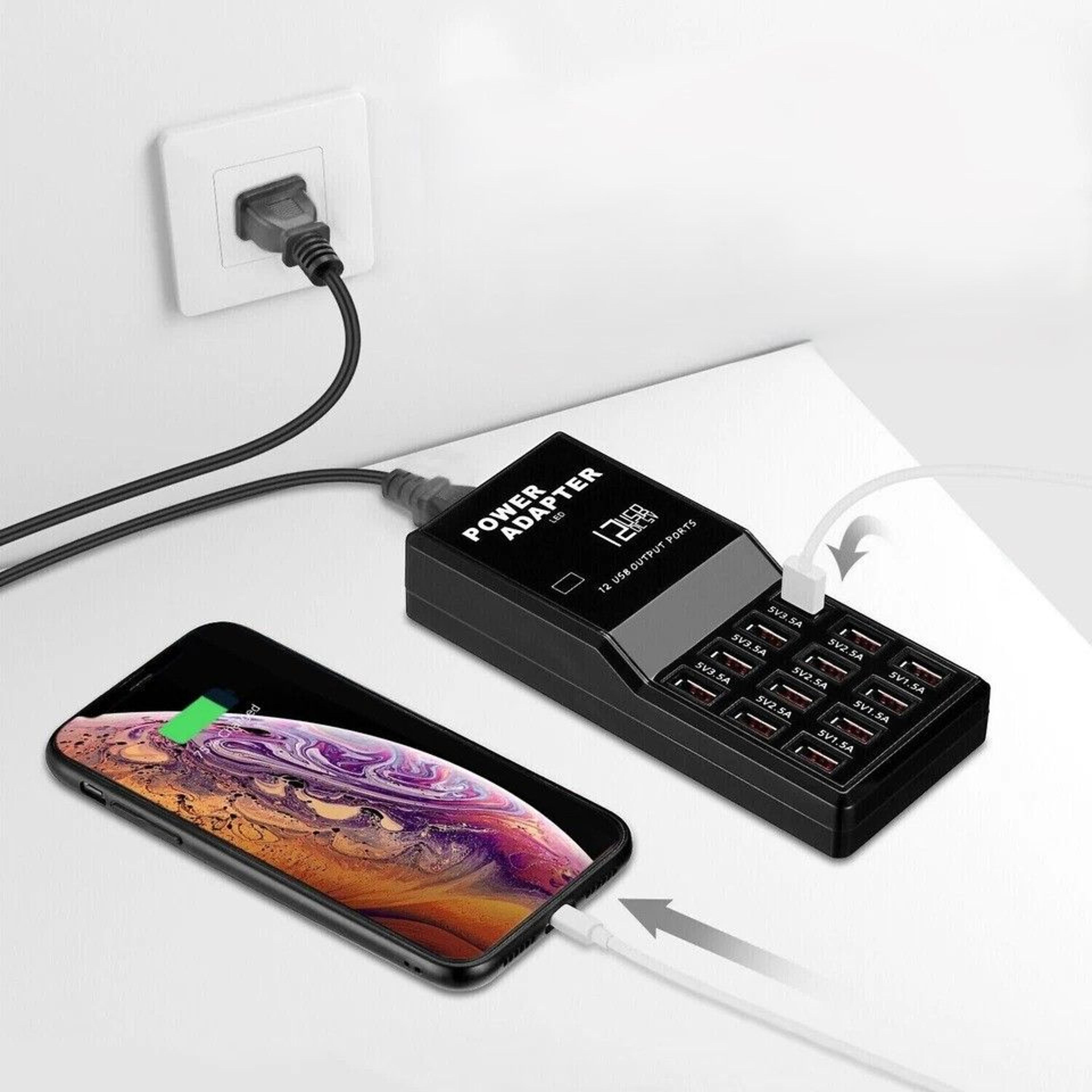 multi-port usb charging station hub port desktop and wall cell phone charger organizer