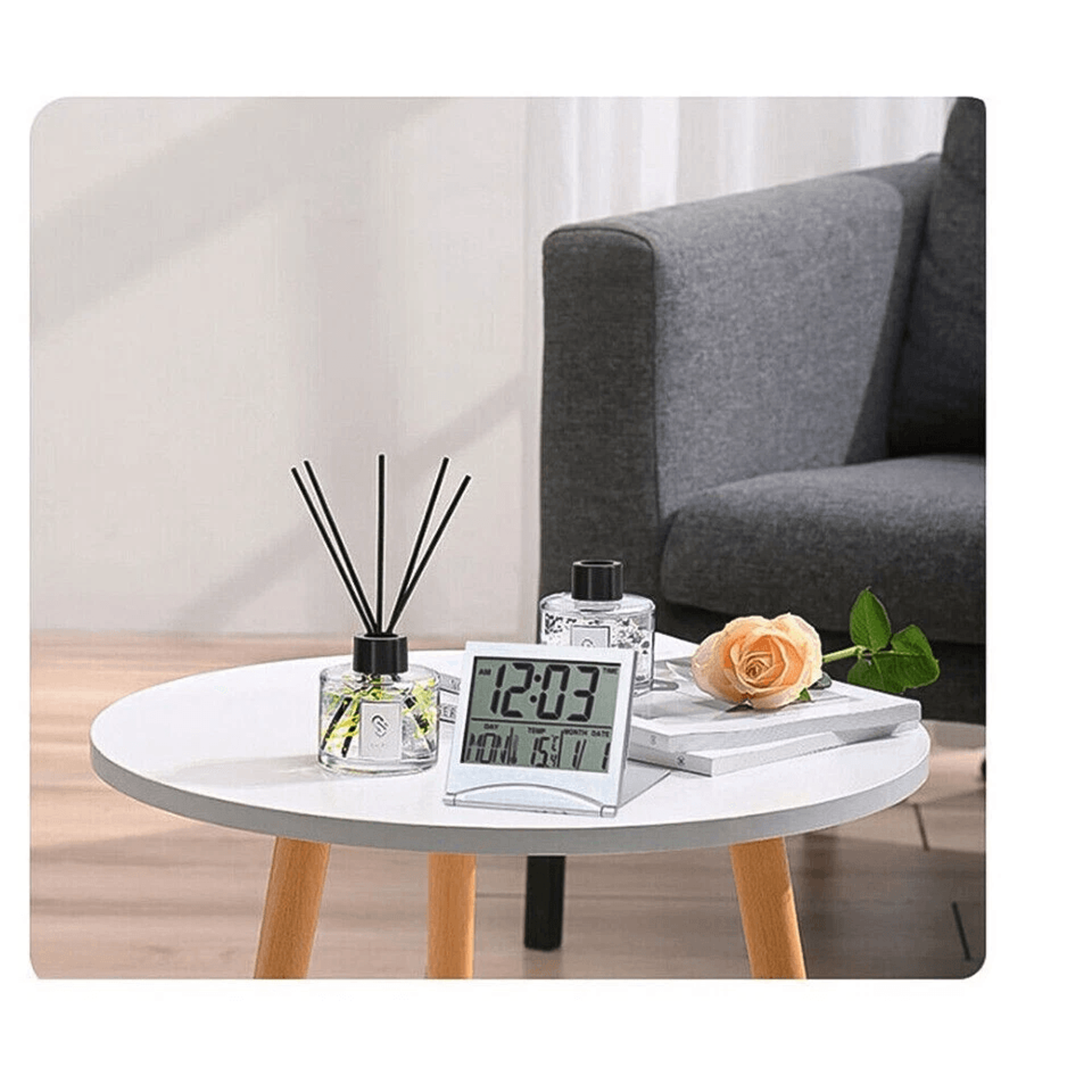 Compact Digital Travel Alarm Clock With LCD Display  Temperature Foldable  Portable Desk Timer 11