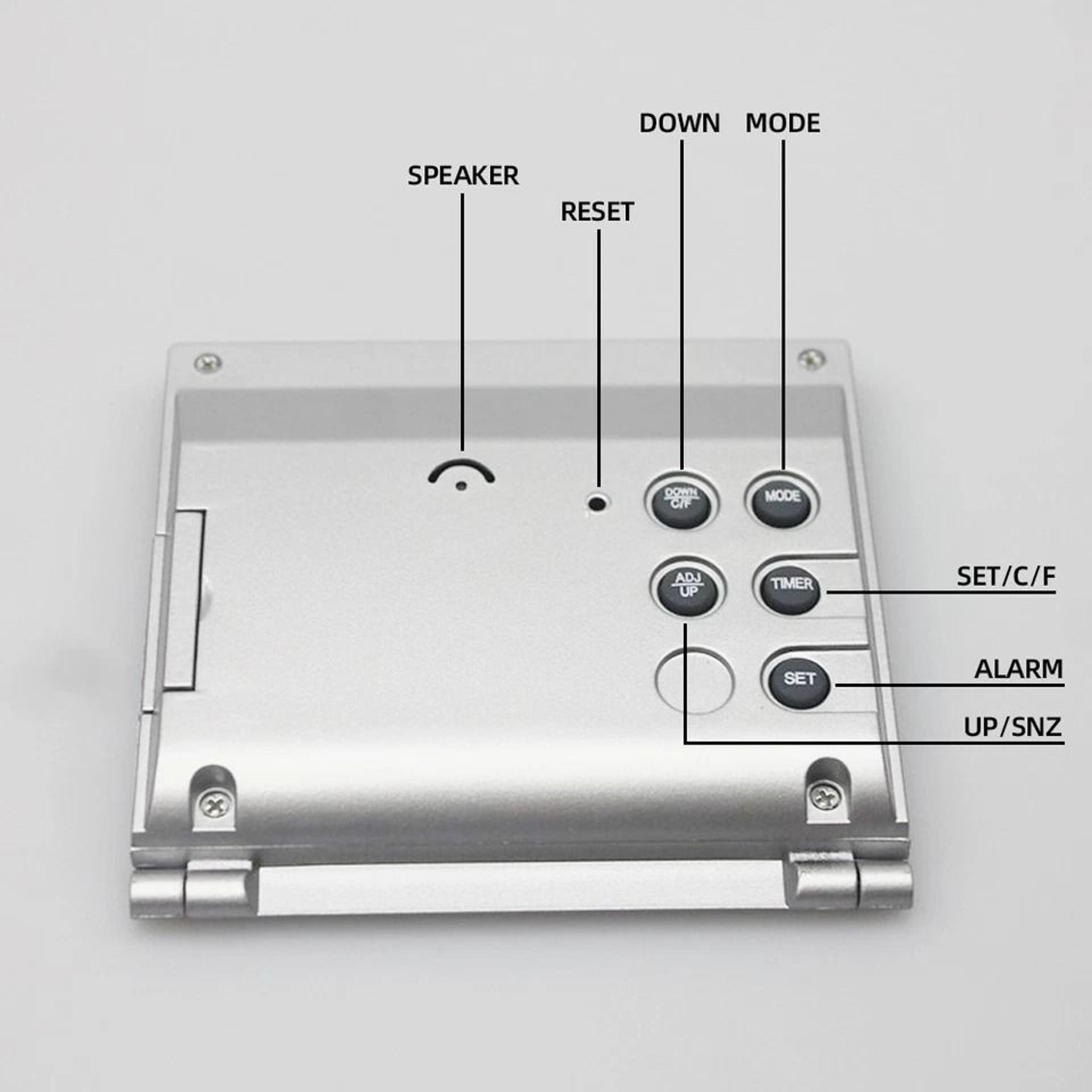 Compact Digital Travel Alarm Clock With LCD Display  Temperature Foldable  Portable Desk Timer 7