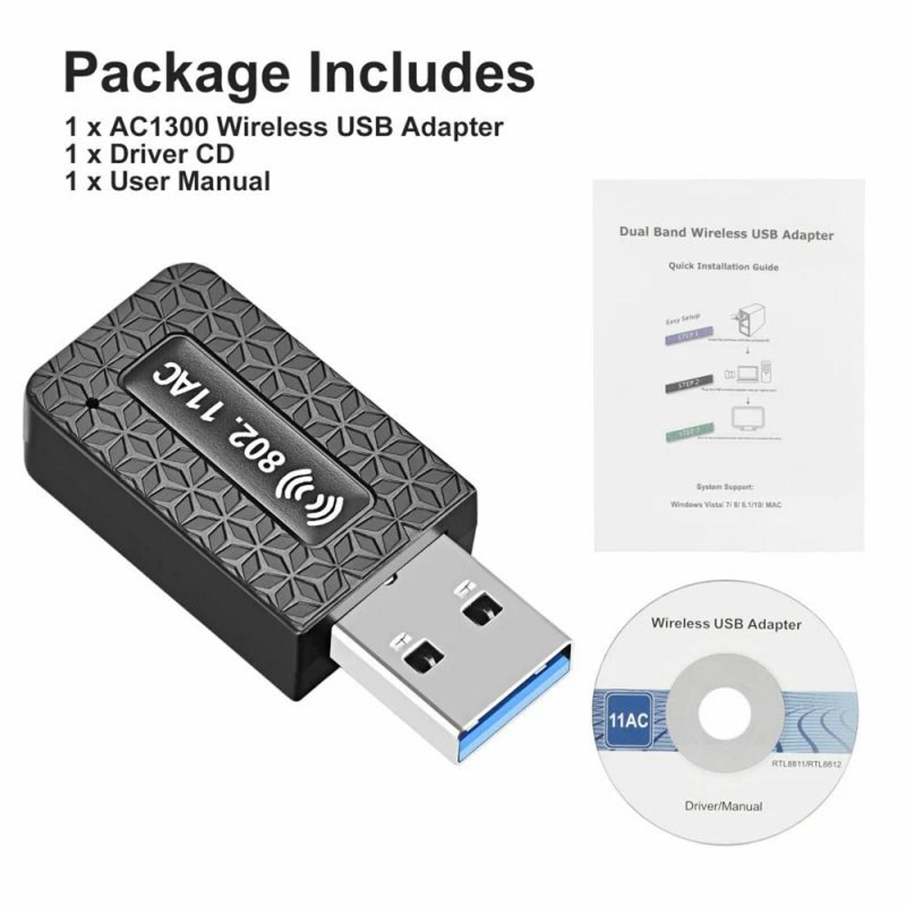 USB Wireless WiFi Adapter Dongle Dual Band USB For Desktop Laptop PC HighSpeed Internet Connection 5