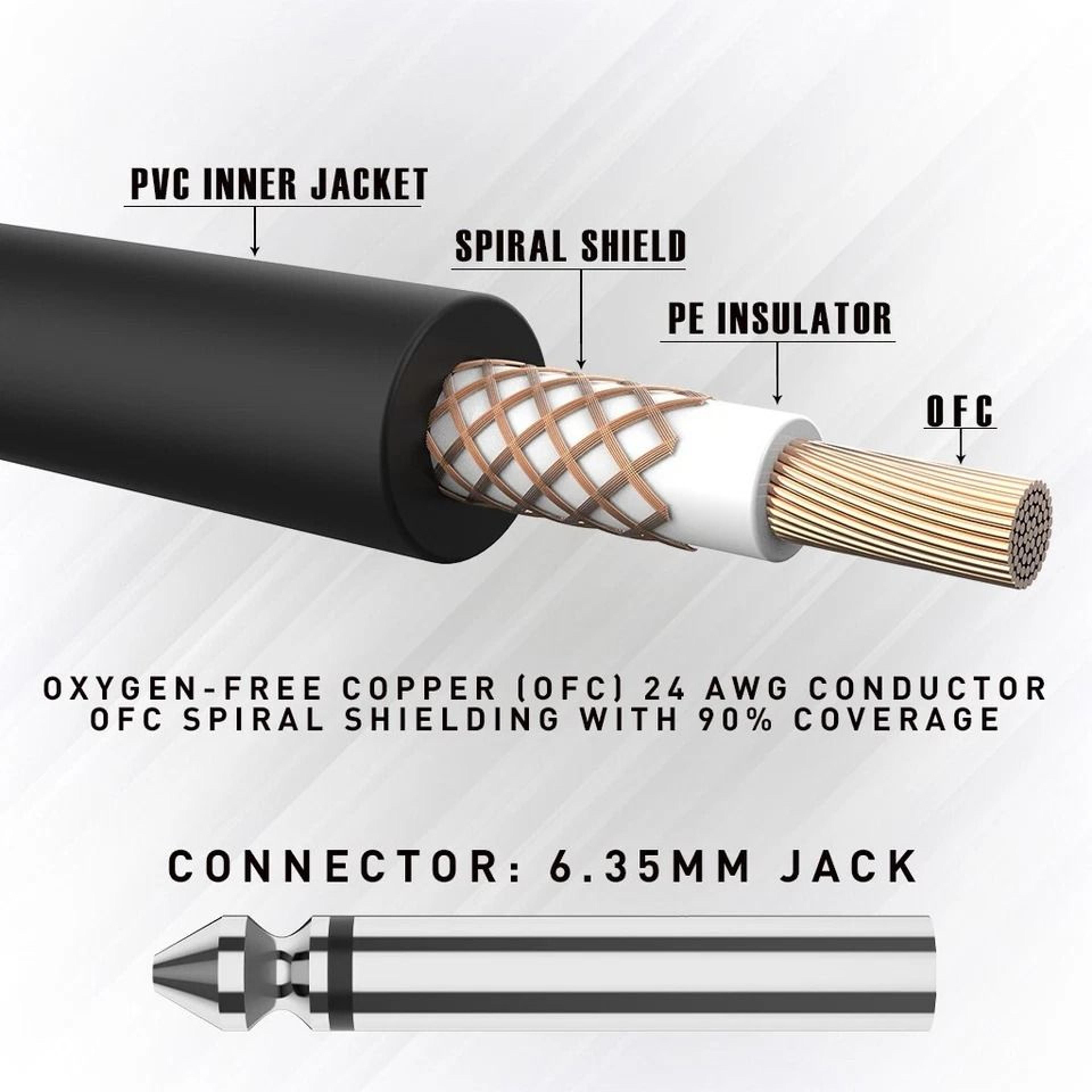 Right Angle Electric Guitar Amp Cable Premium Shielded Patch Cord 3