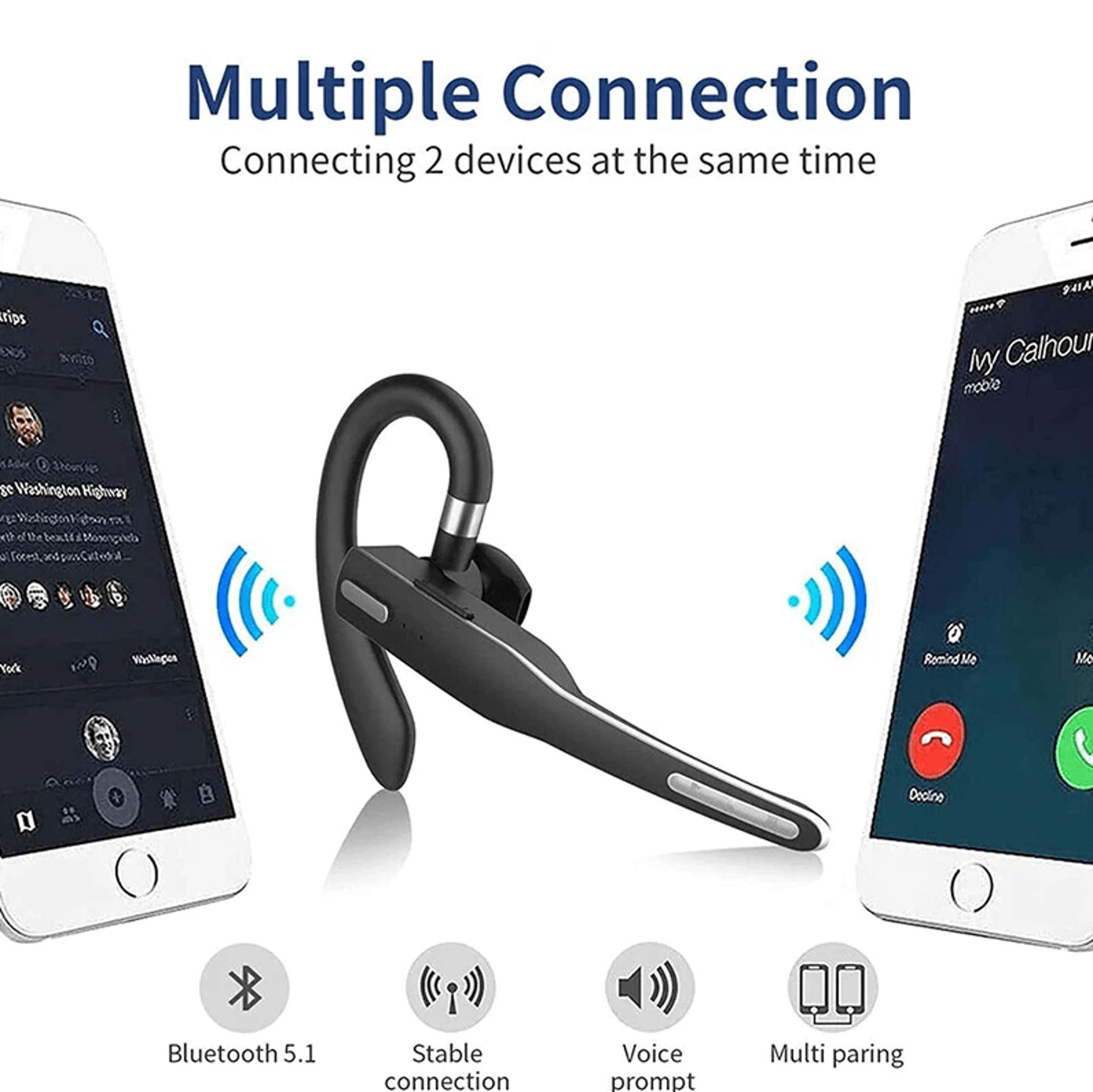 Trucker Bluetooth Headset With Noise Cancelling Dual Mic 10