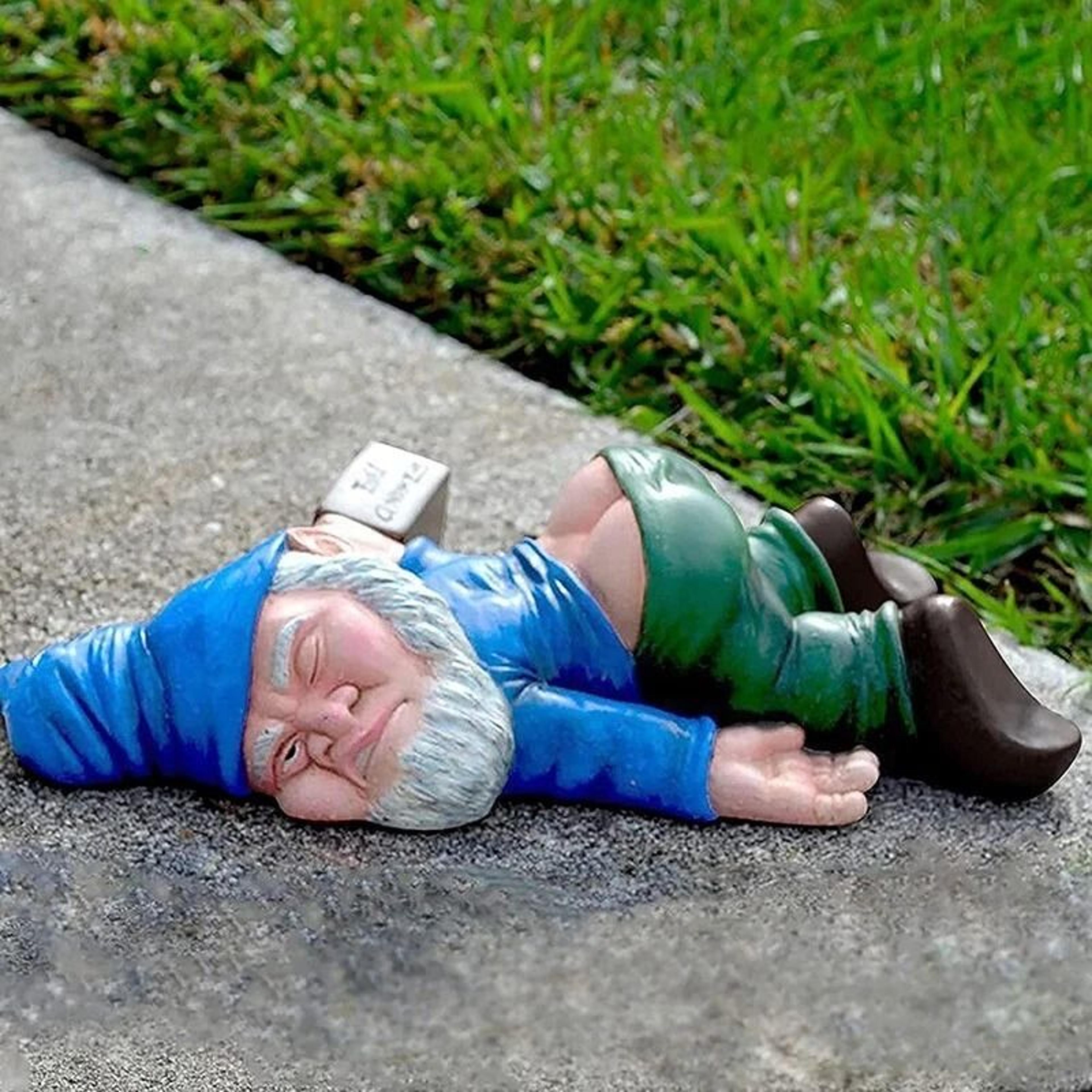 funny drunk gnome garden decoration resin drunken ornament for yard, patio, lawn, and home decor