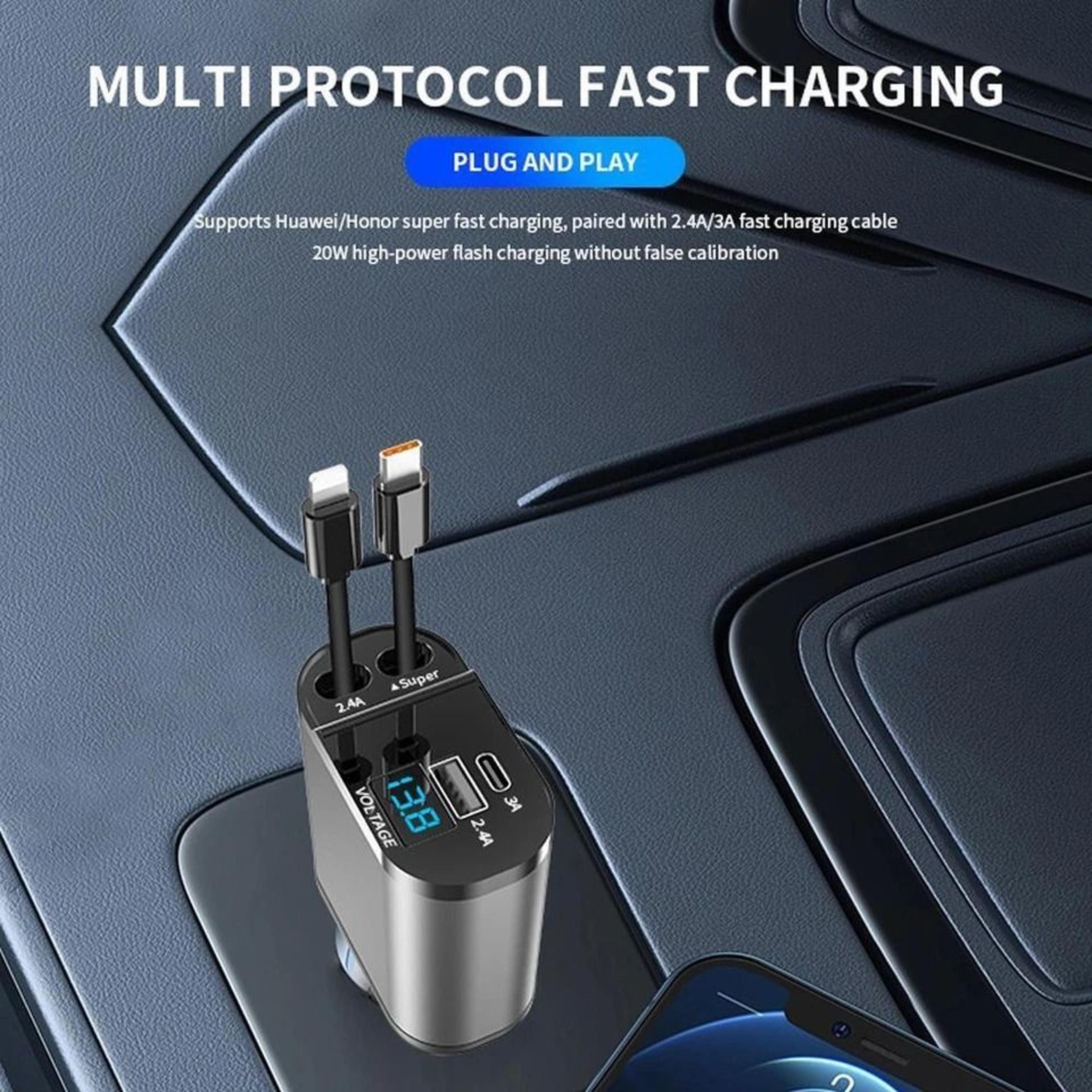 Car Charger Fast Charging Adapter With USB TypeC  Dual Ports 3
