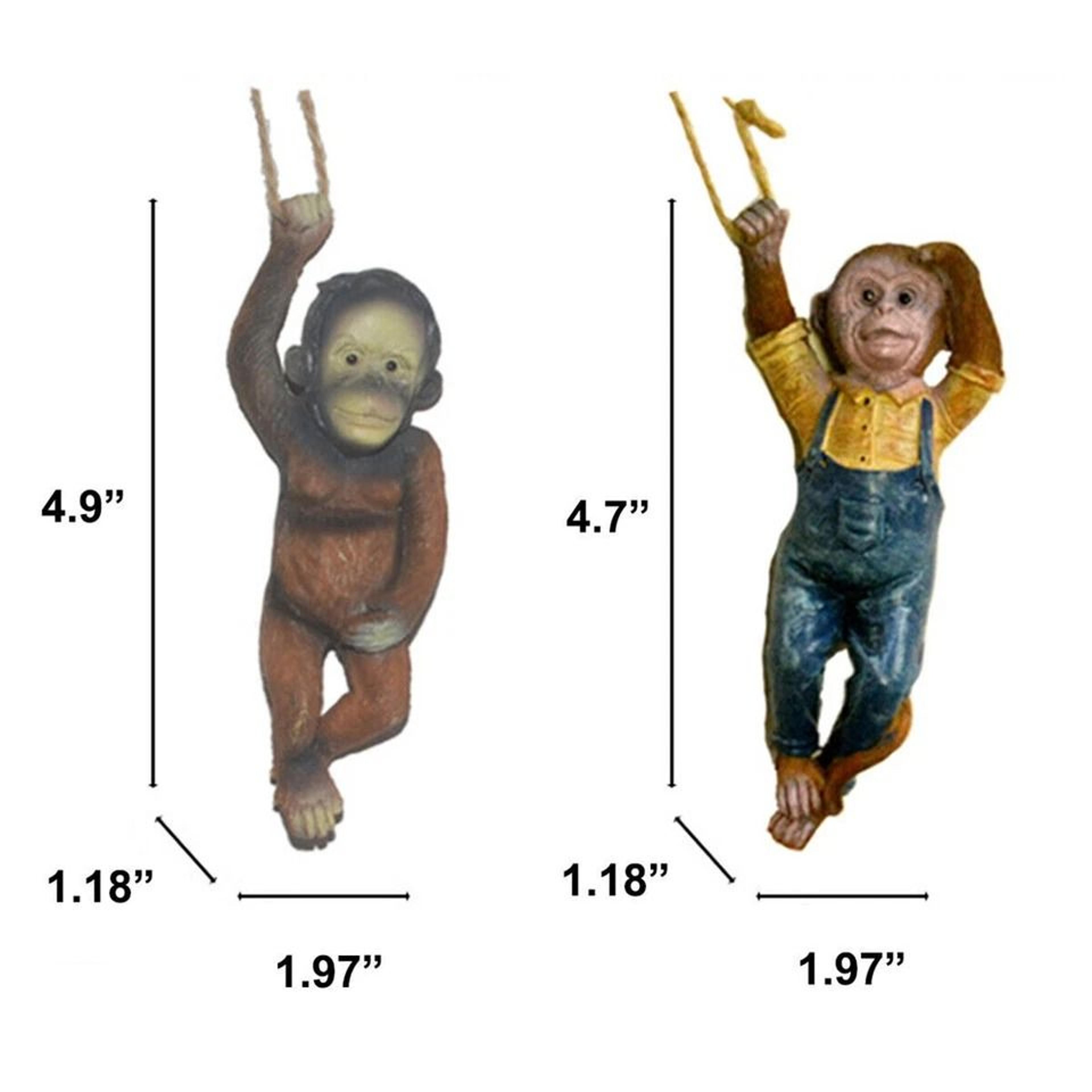Monkey Chimp Hanging Rope Garden Ornament Outdoor Resin Sculpture For Garden Decor 6