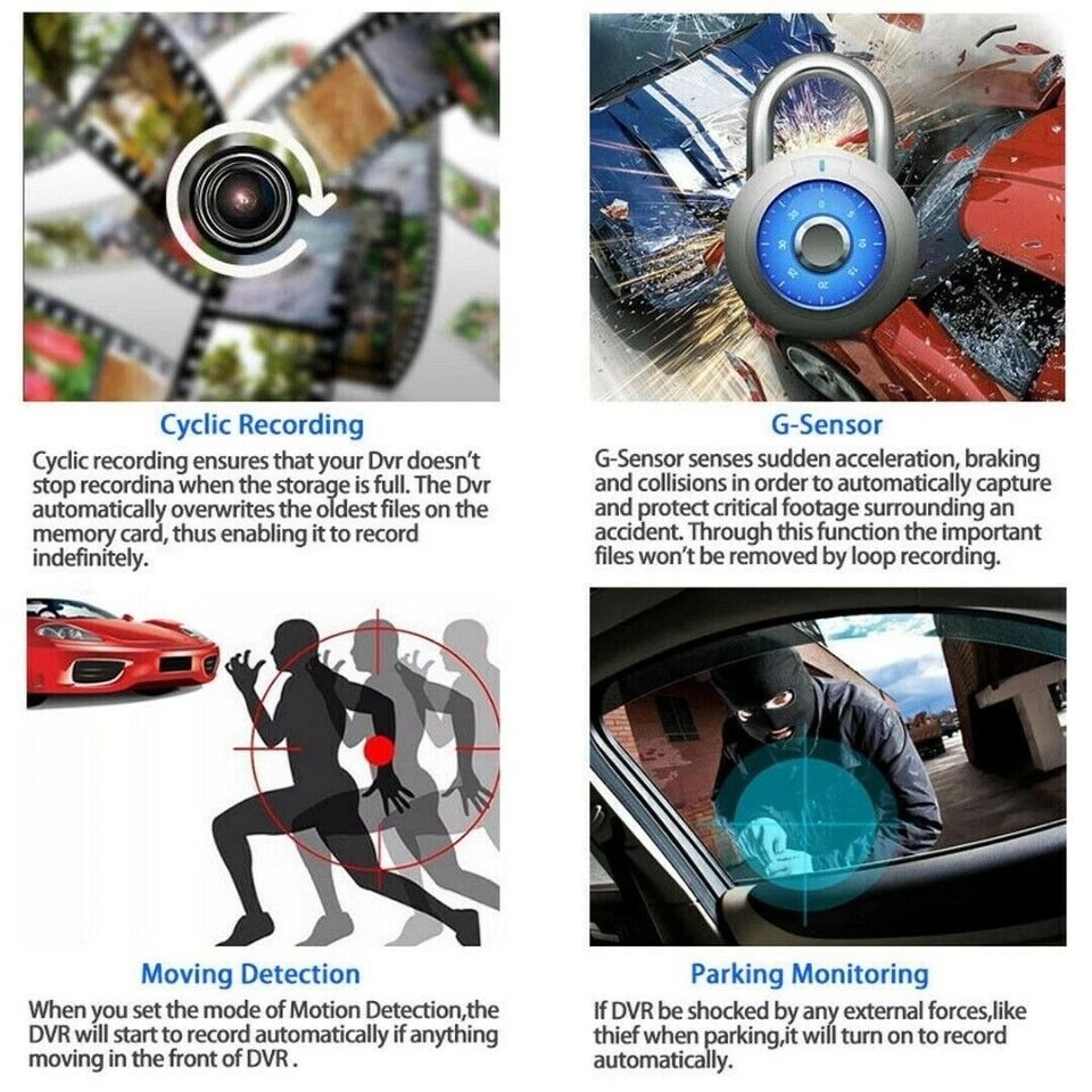Dual Lens HD Car DVR Dash Cam With GSensor And Rearview Video Recorder 3