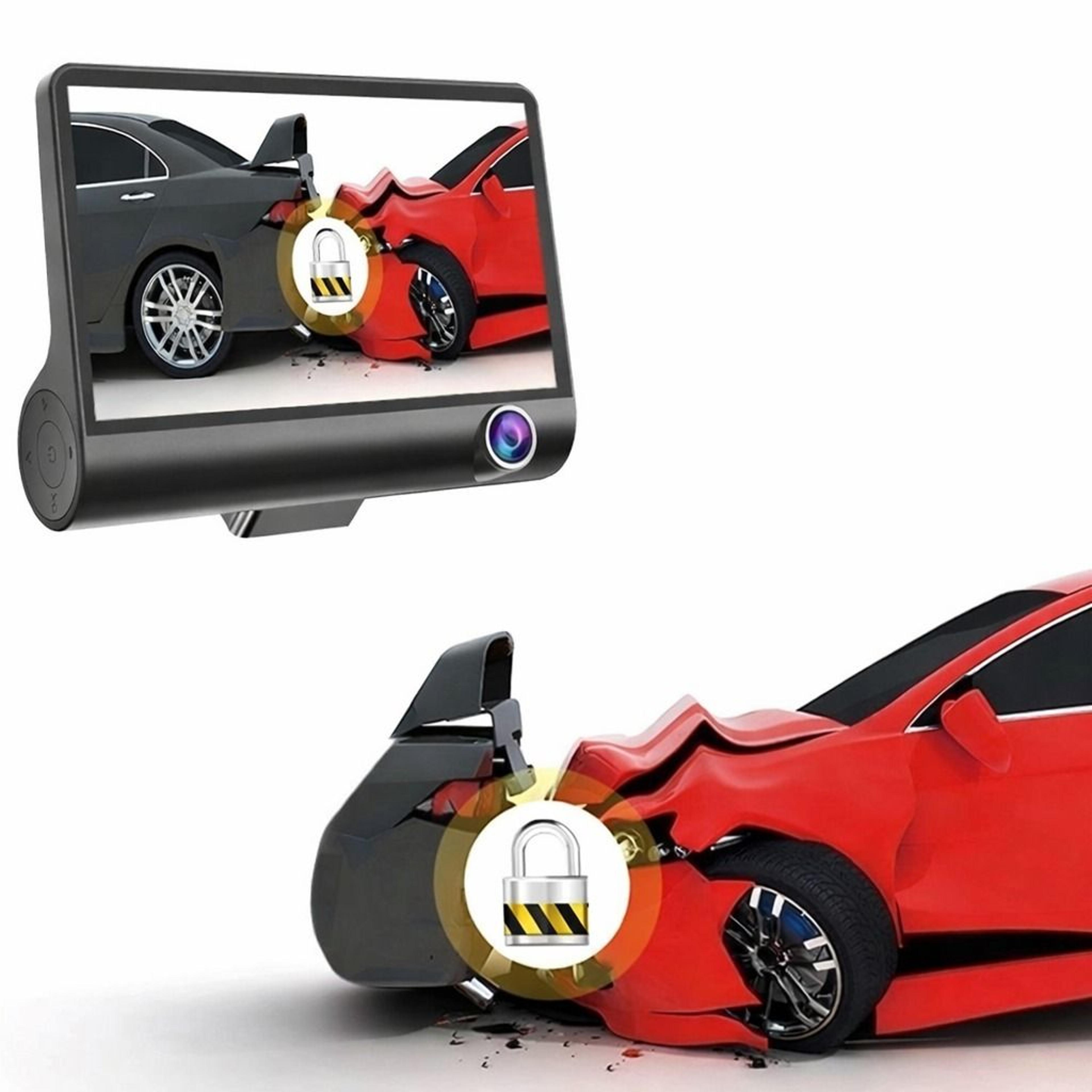 dual lens hd car dvr dash cam with g-sensor and rearview video recorder