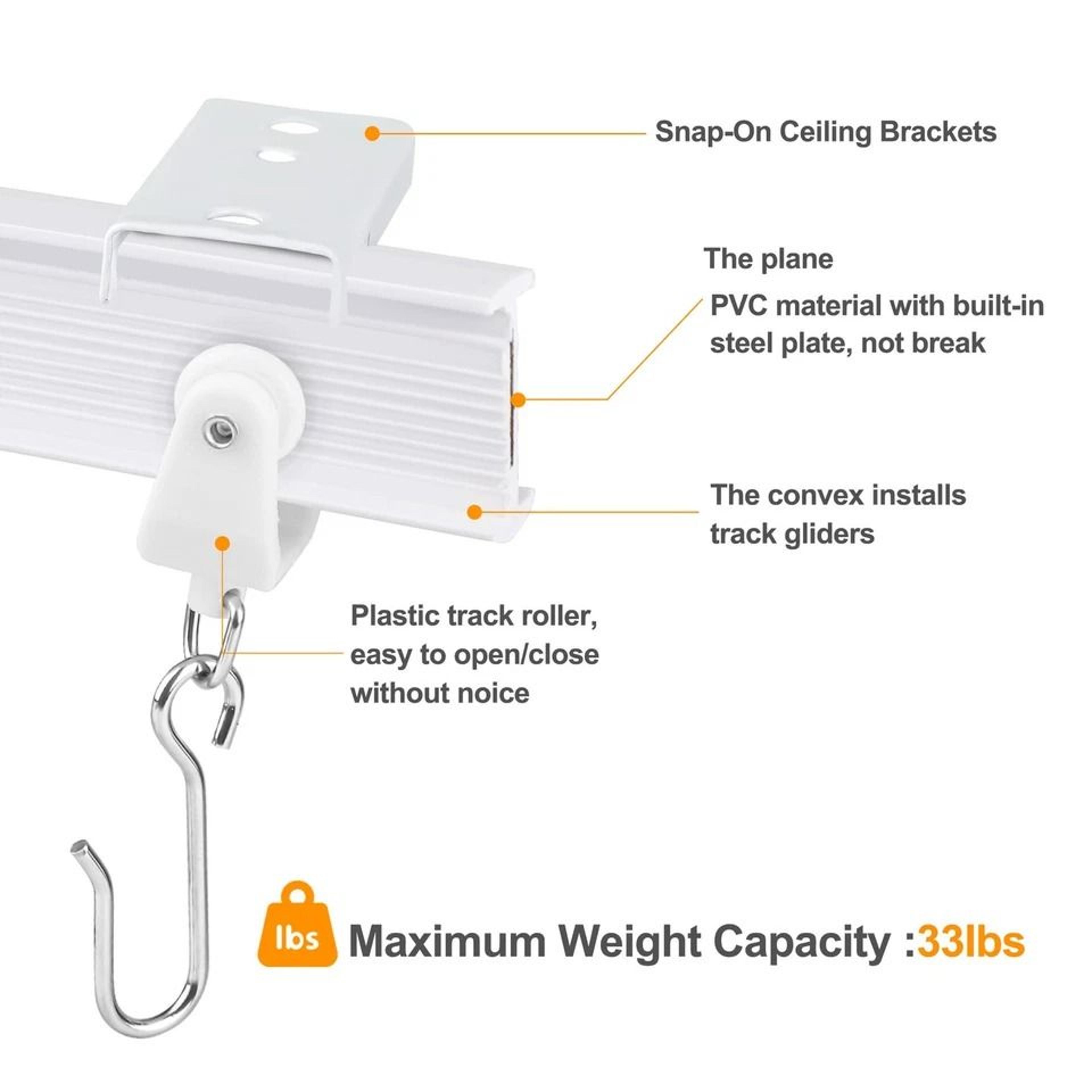 Flexible Ceiling Curtain Track System With Hooks And Brackets 2