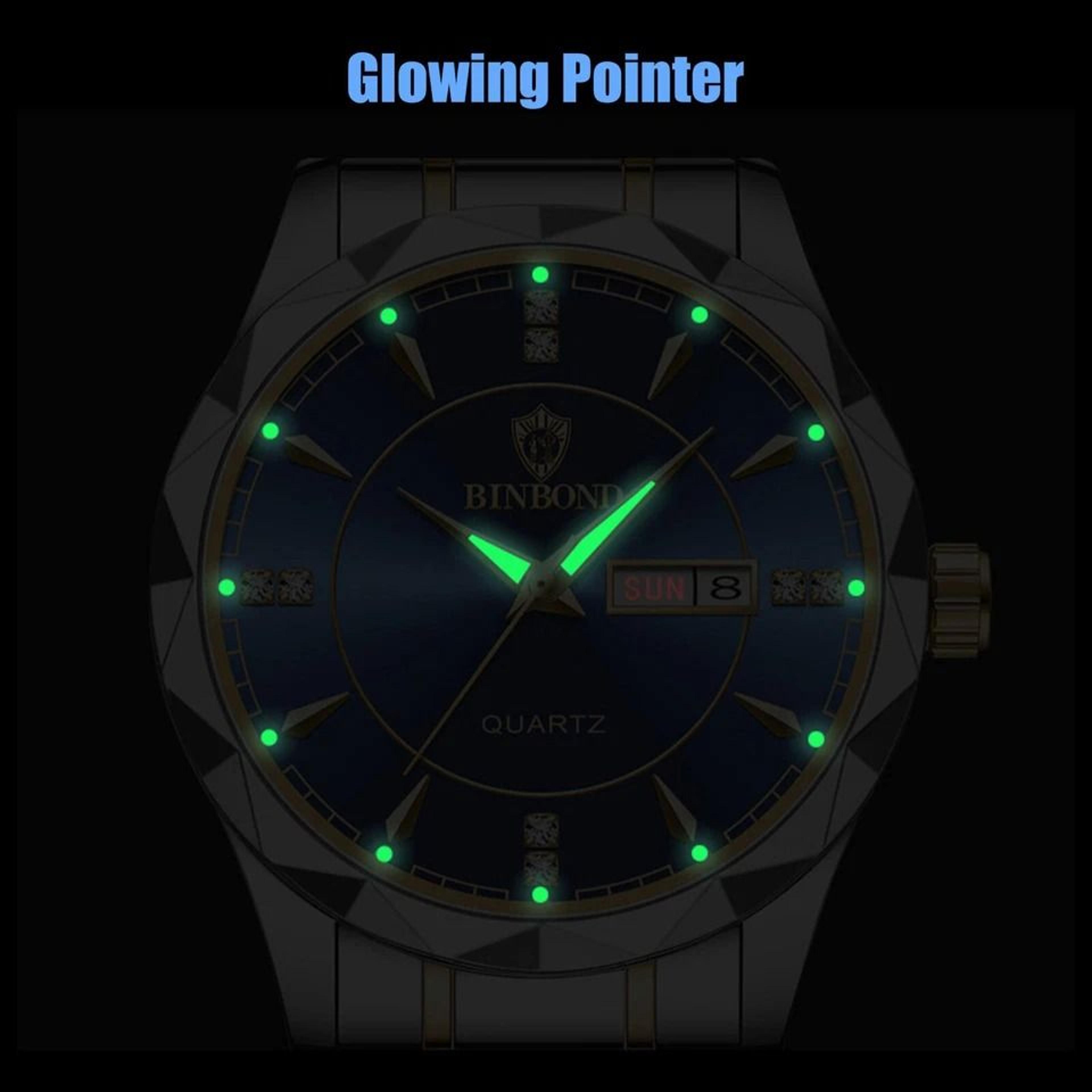 Waterproof Mens Watch Stainless Steel Quartz Luminous Business Wristwatch 4