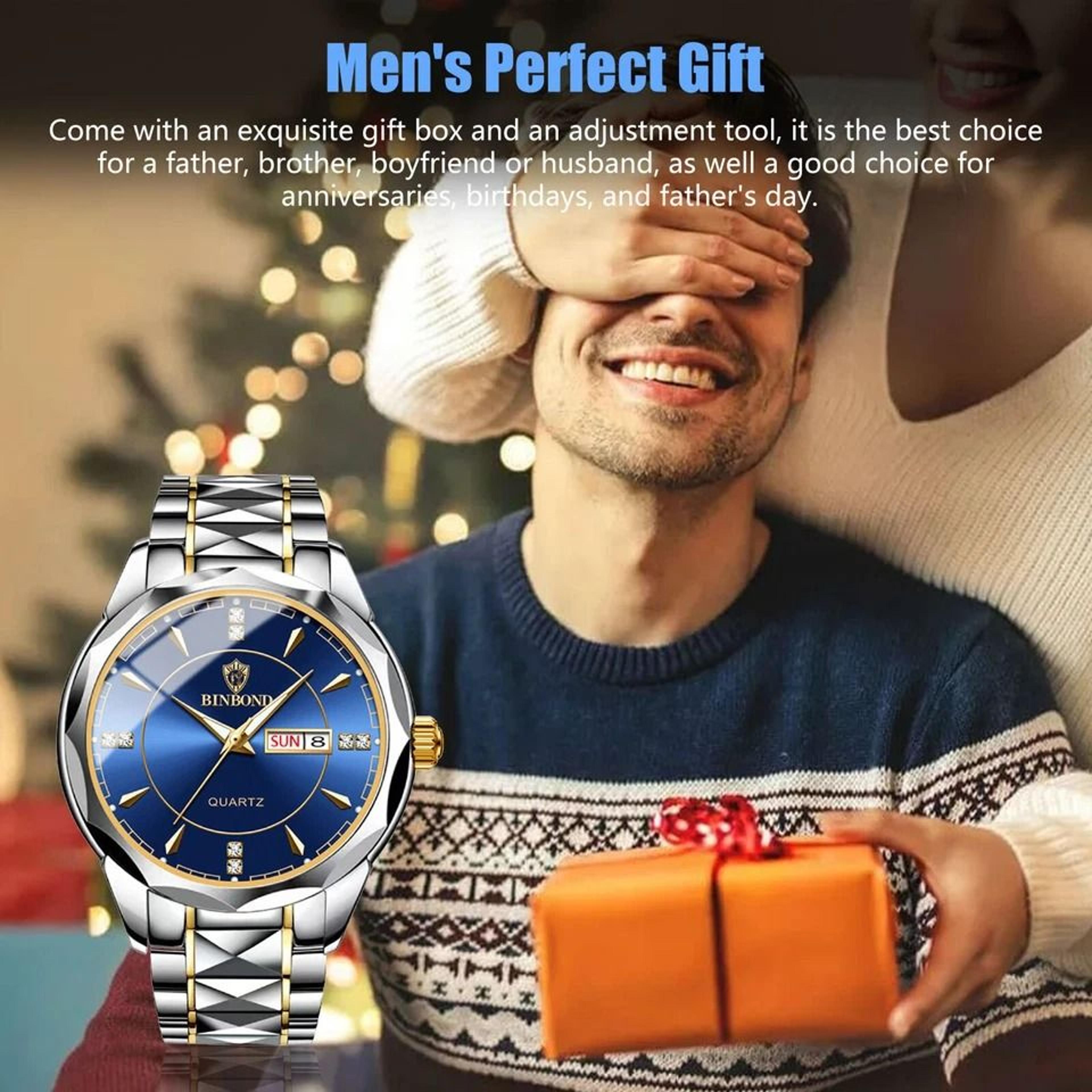 Waterproof Mens Watch Stainless Steel Quartz Luminous Business Wristwatch 6
