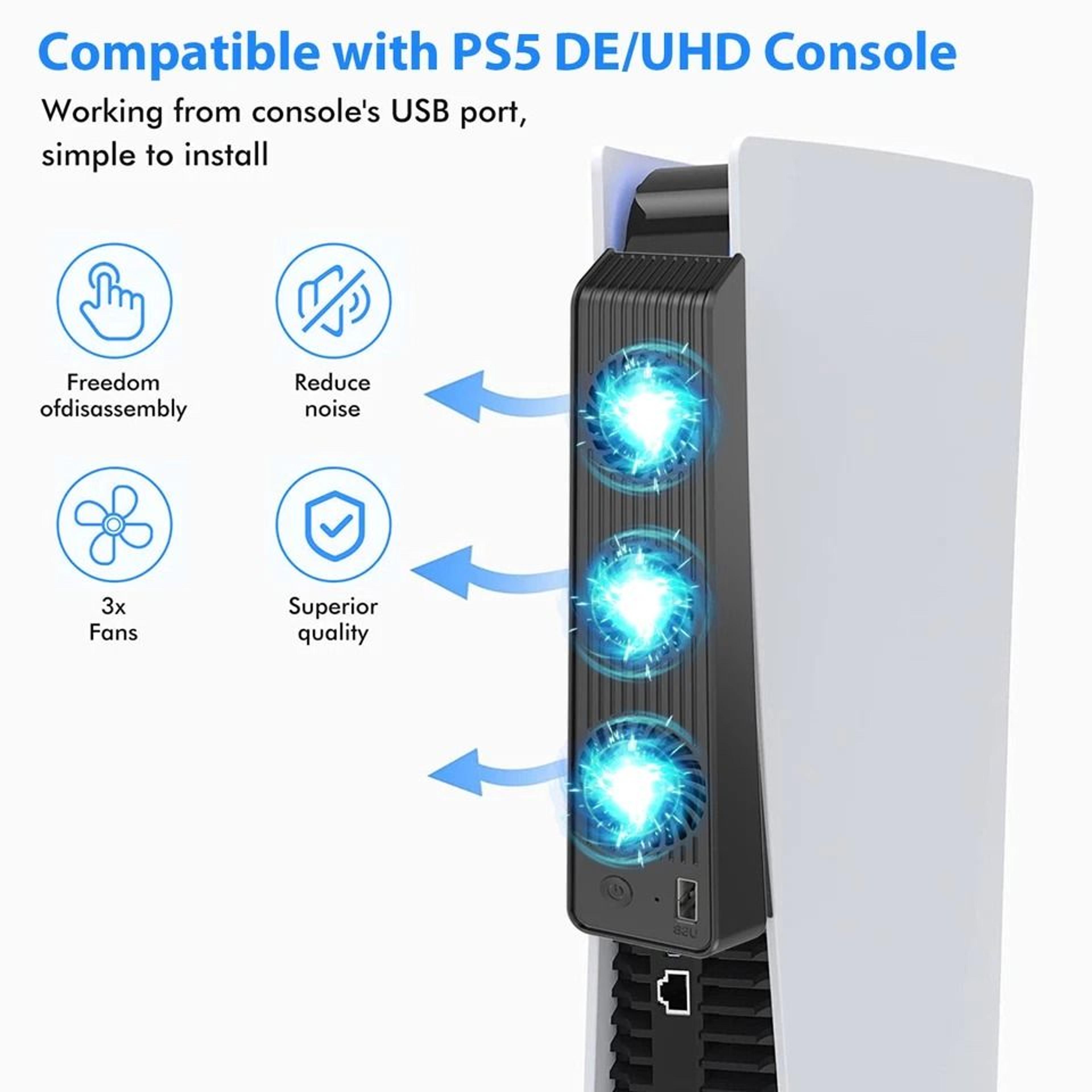 Cooling Fan With LED Lights External USB Fan For PlayStation Console 2