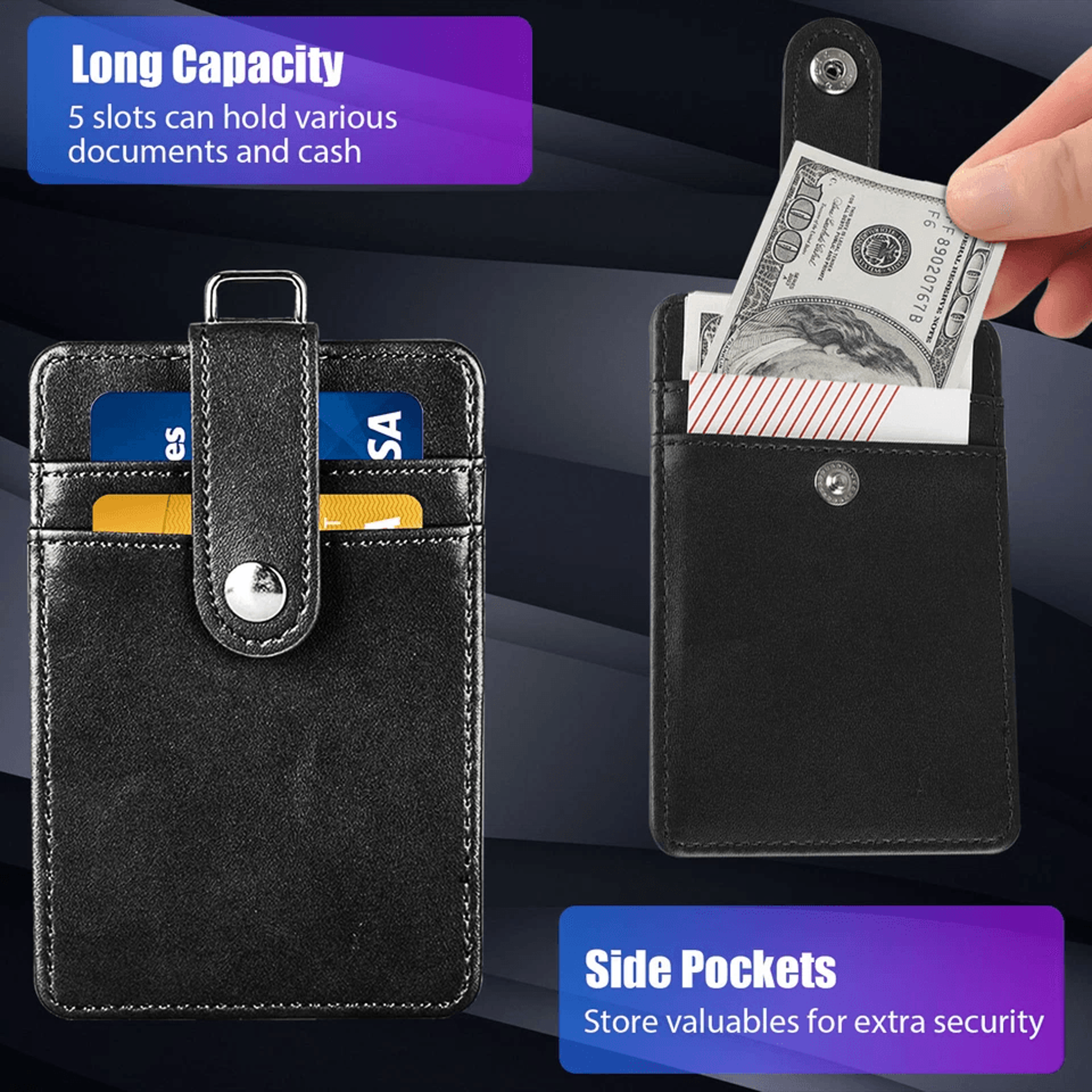 PU Leather ID Badge Holder With Vertical Clip And Neck Strap Durable Secure  Stylish Lanyard Case 6