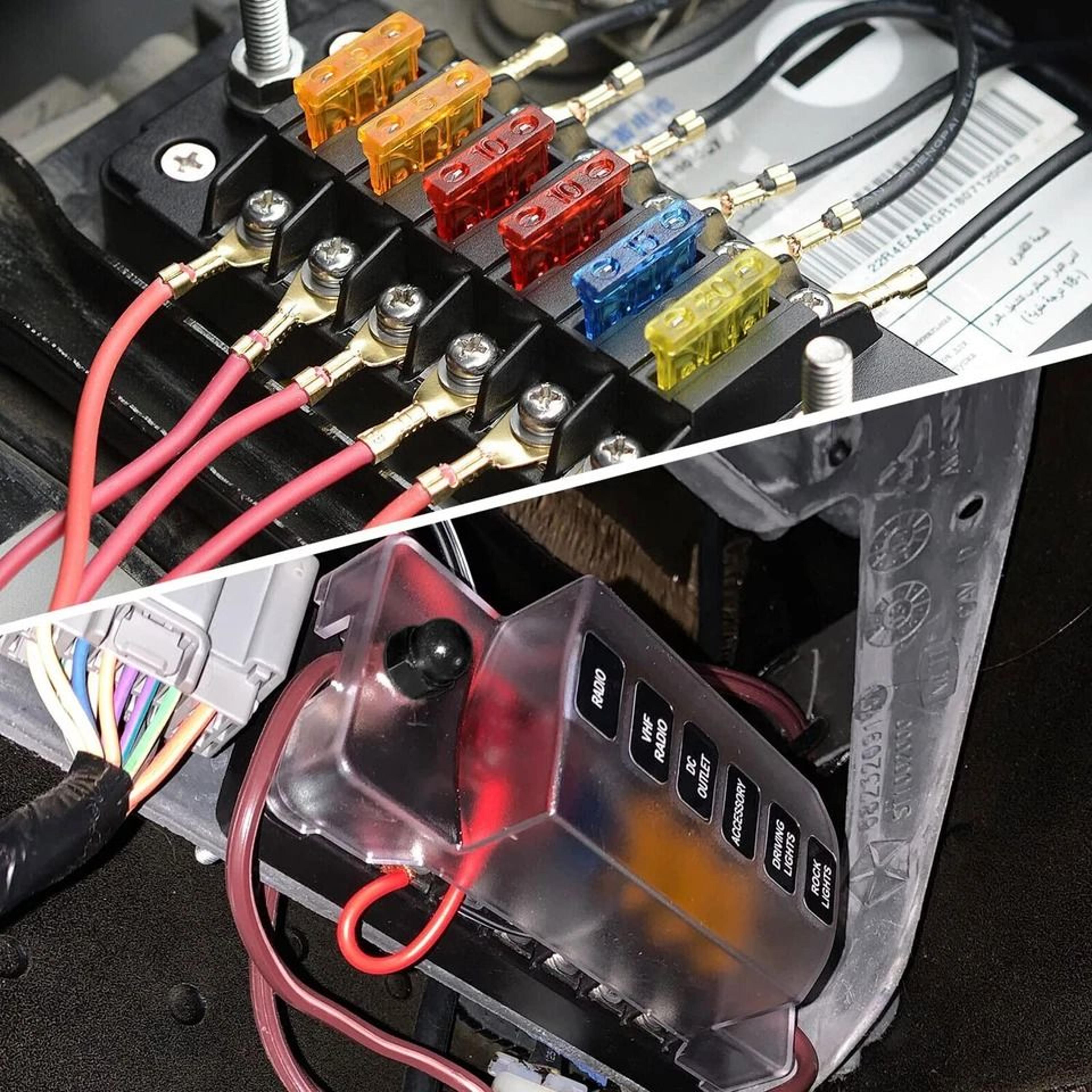 universal way fuse block power distribution holder kit for car and boat electrical systems