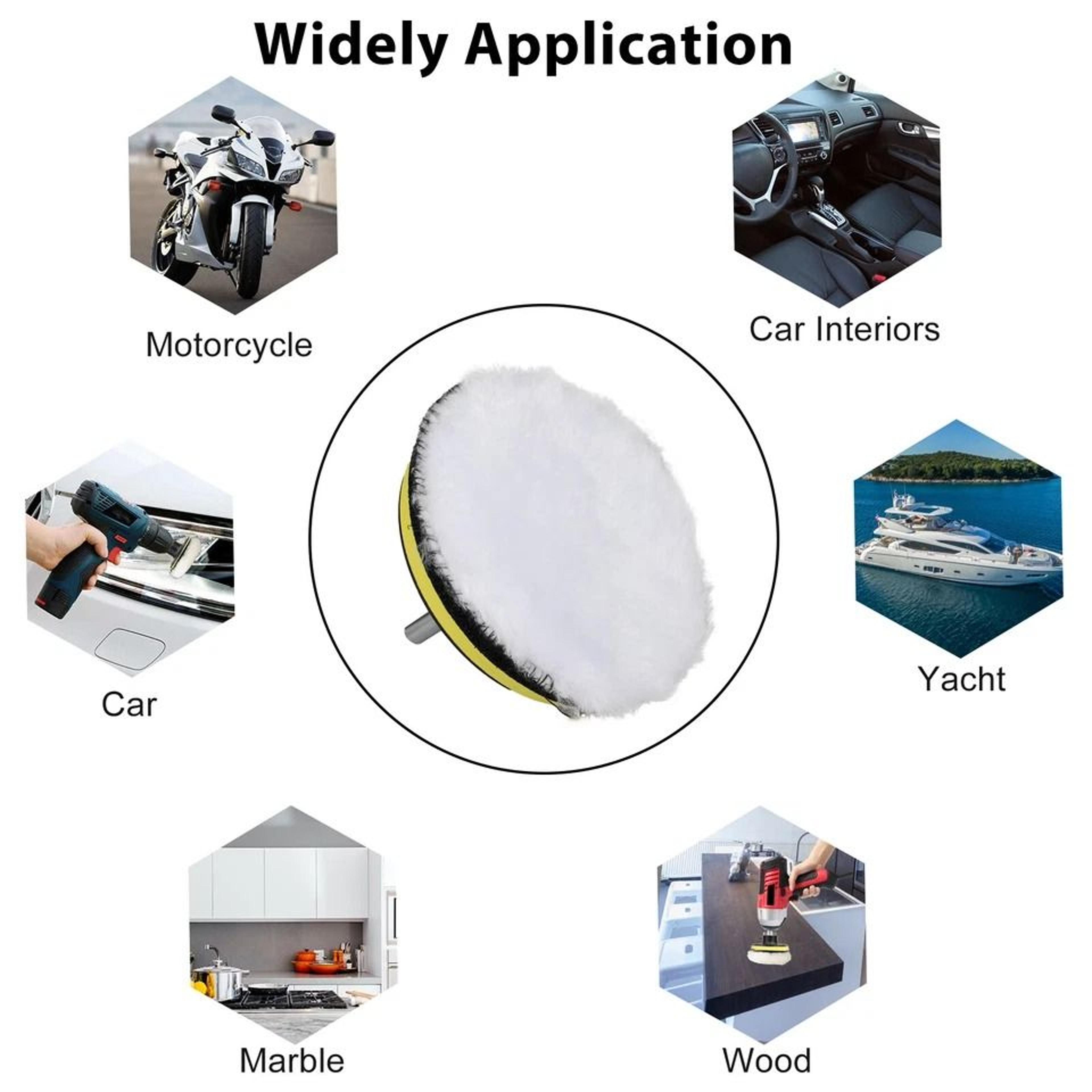Polishing Pad Kit For Car Buffing  Detailing Drill Adapter  Wool Pads 5