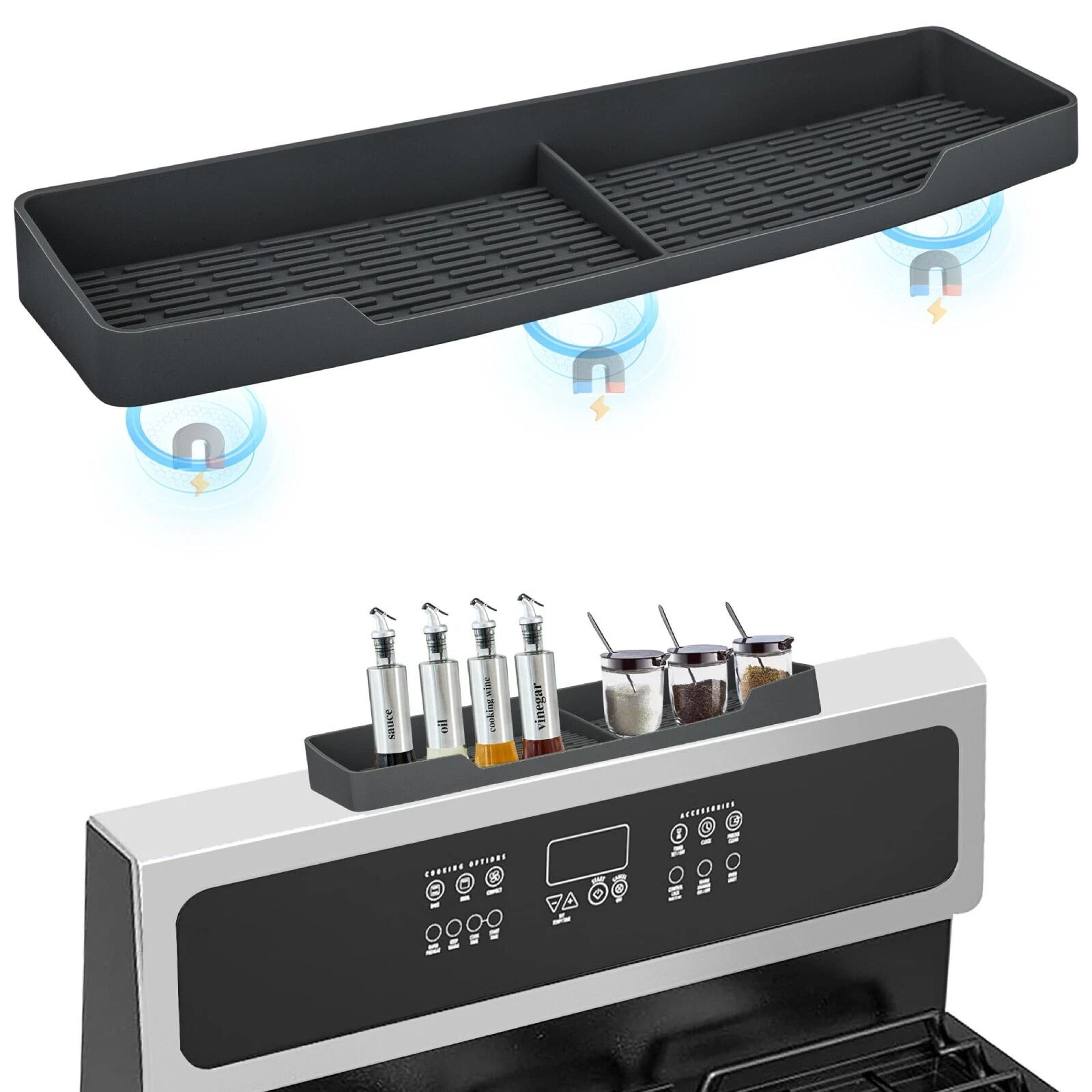 magnetic silicone kitchen spice rack stove top shelf, countertop organizer for spices and more