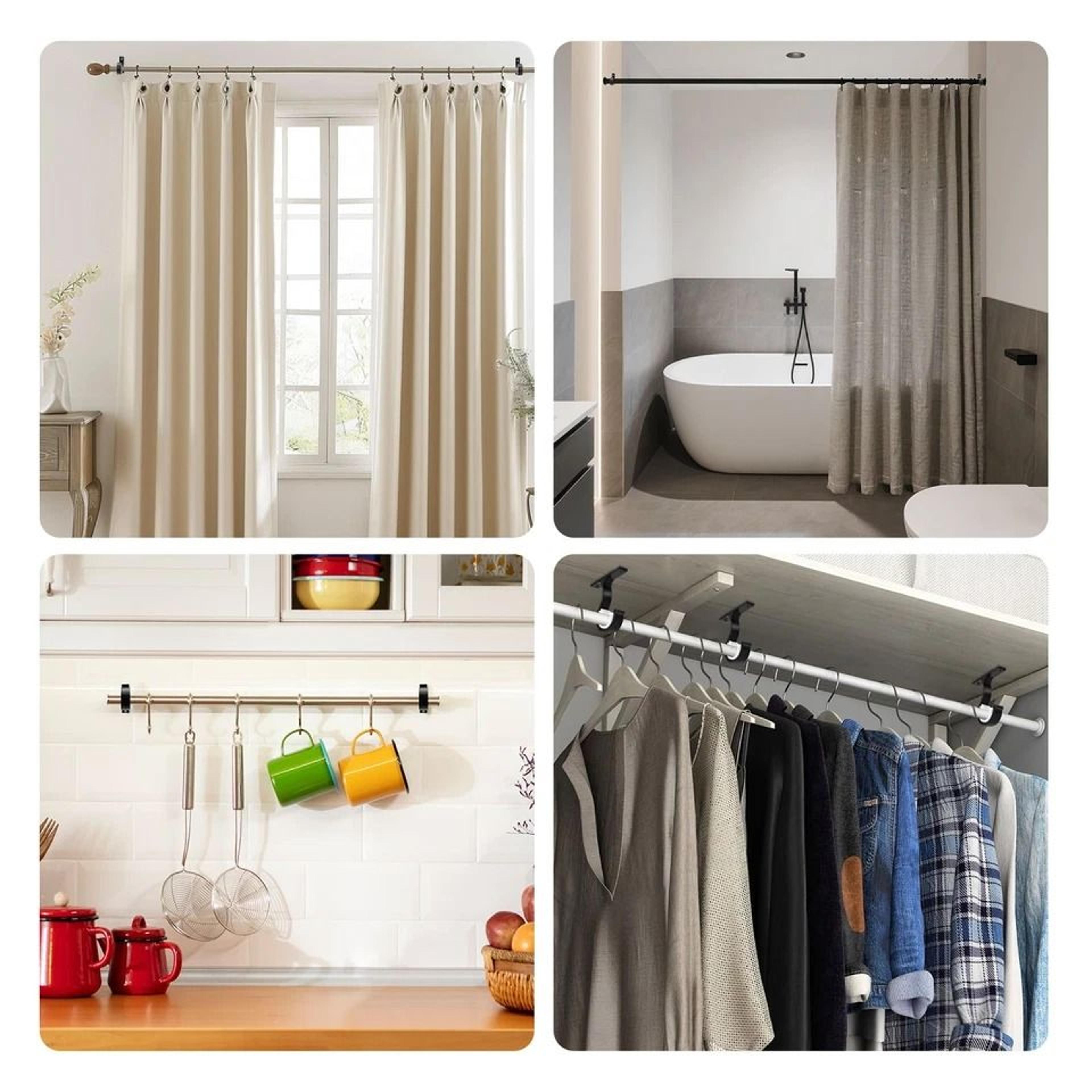 Wall Mount Curtain Rod Holders With Screws Aluminum Bracket 6