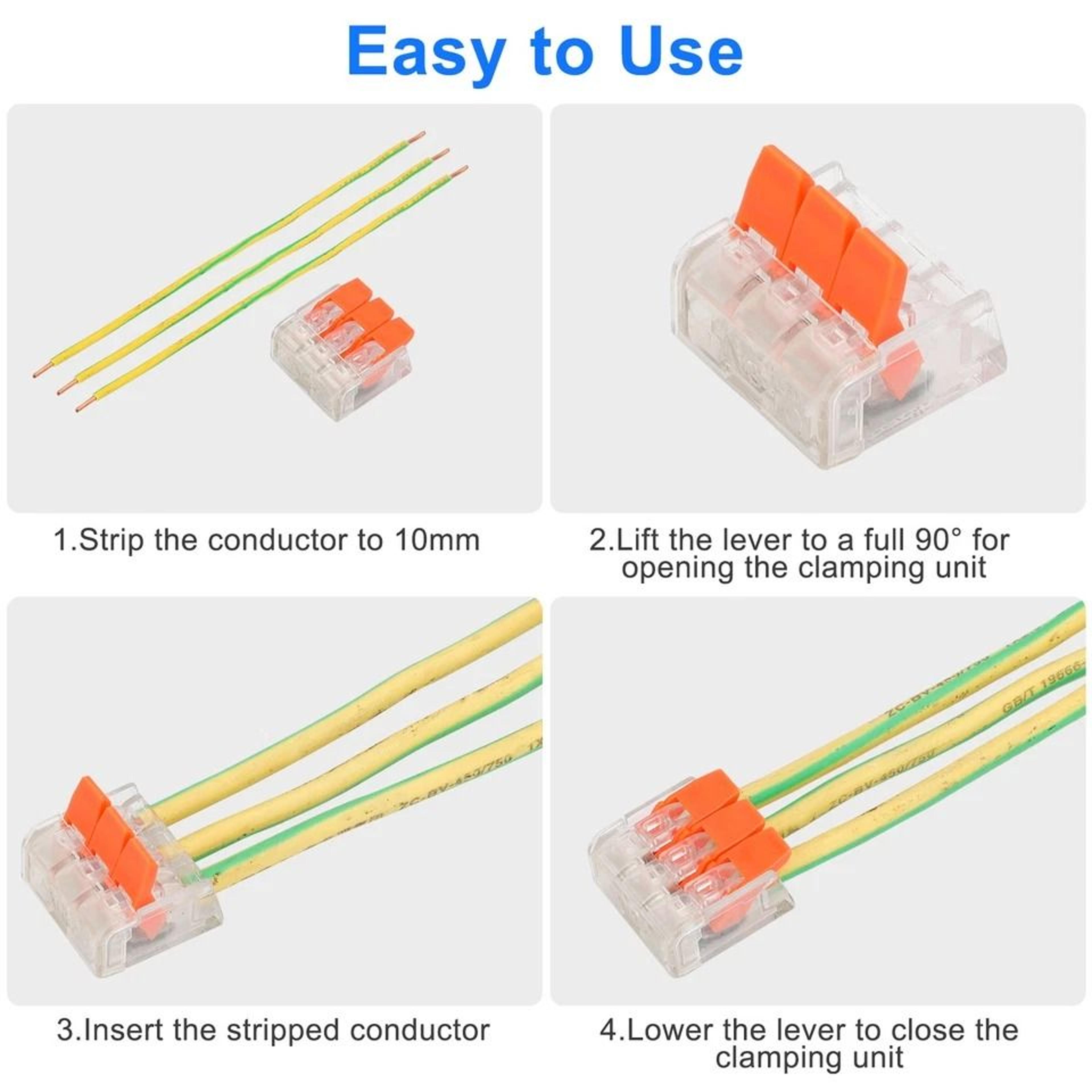 Lever Nut Compact Splicing Wire Connectors Conductor Terminal For Electrical Wiring 5