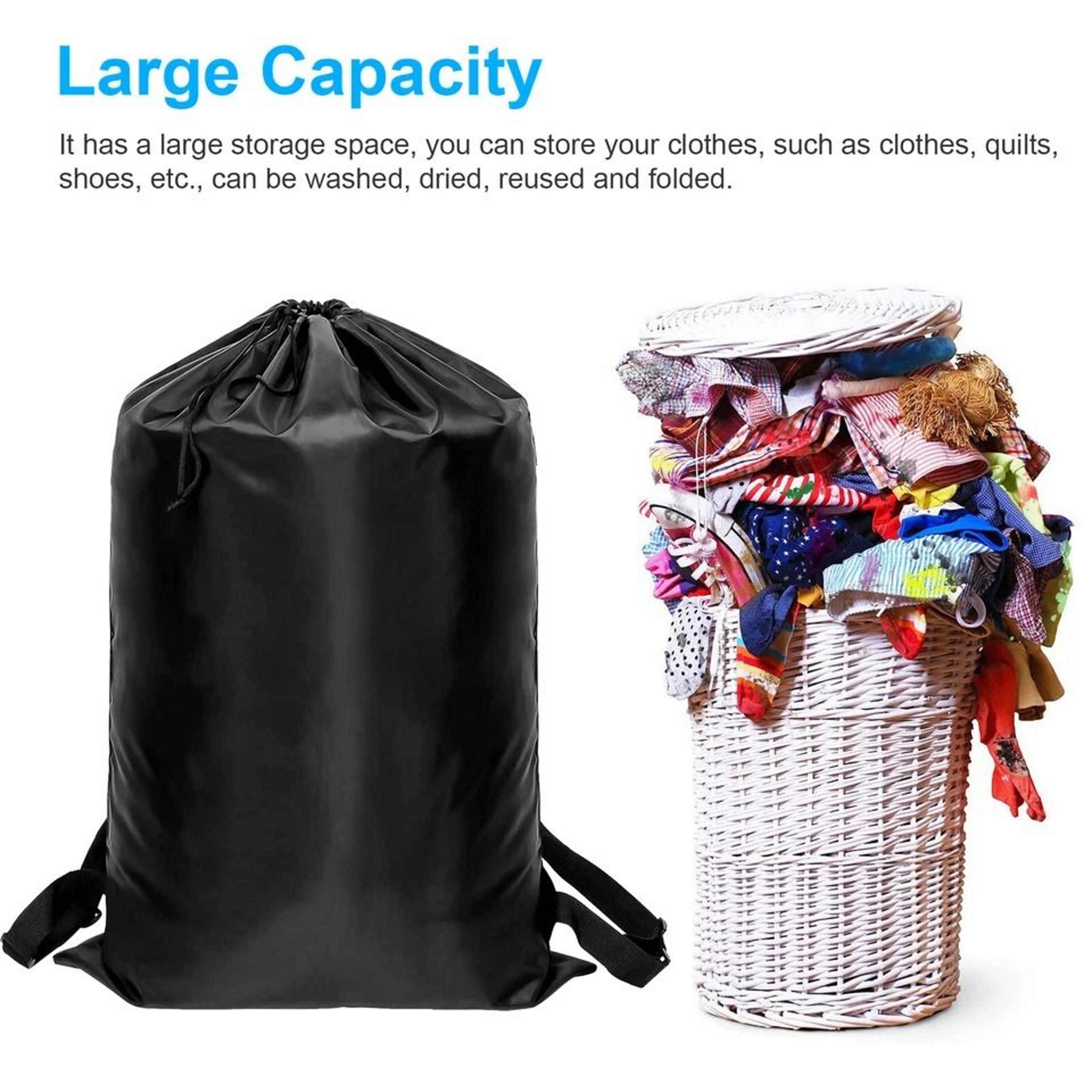 Durable Laundry Backpack With Heavy Duty Drawstring  Adjustable Shoulder Strap Large Capacity Stora 4
