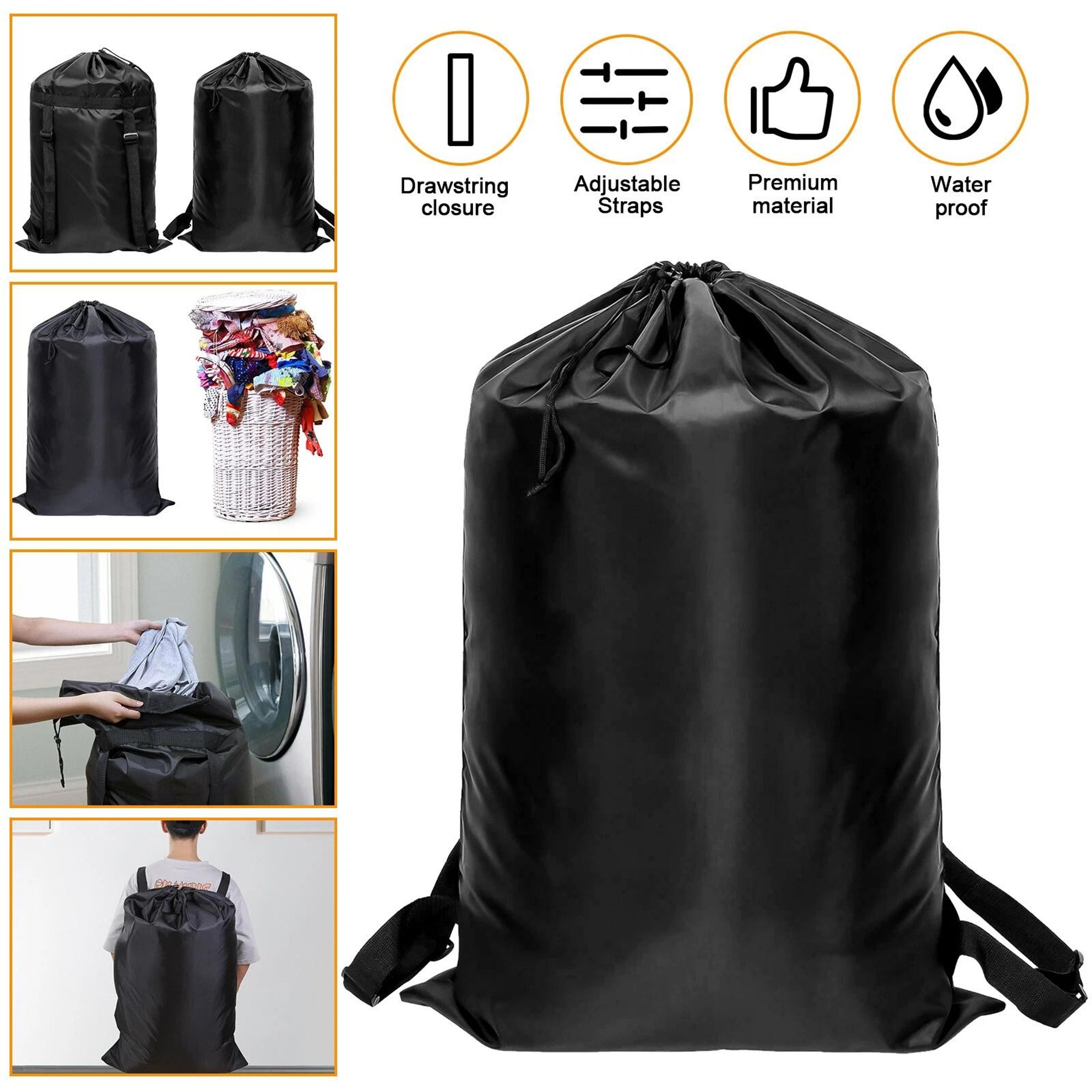Durable Laundry Backpack With Heavy Duty Drawstring  Adjustable Shoulder Strap Large Capacity Stora 8